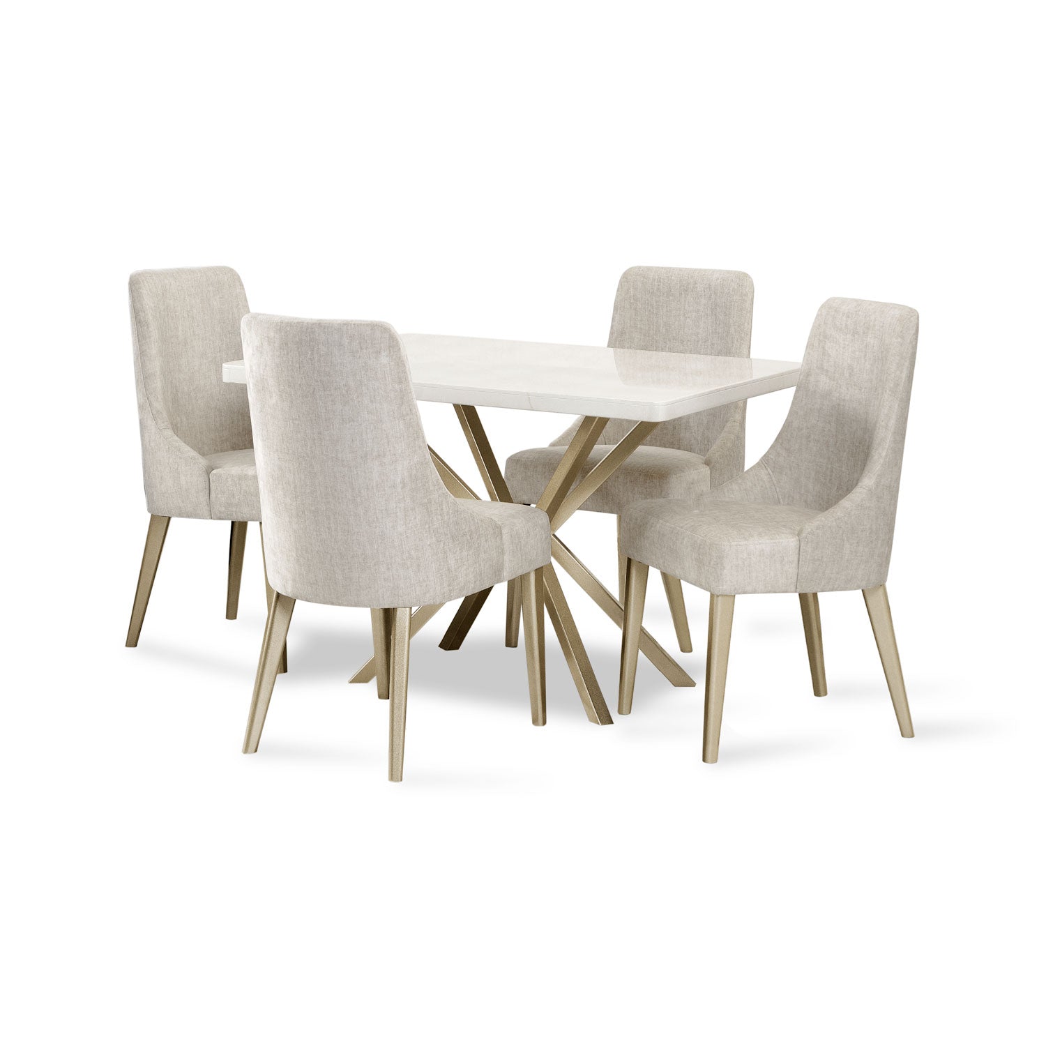 Comedor 4 Puestos Sevilla Velvet Atlas Marmol, Champaña