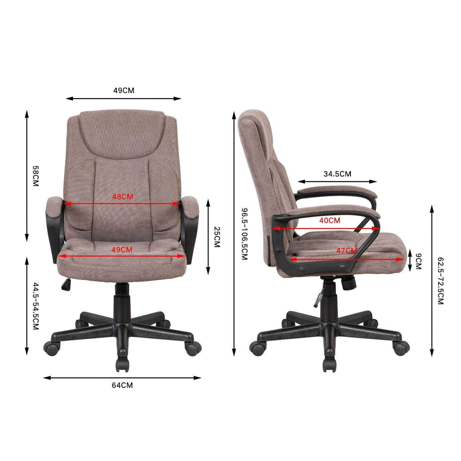 Silla Oficina  Evan Plomo 59X66X106