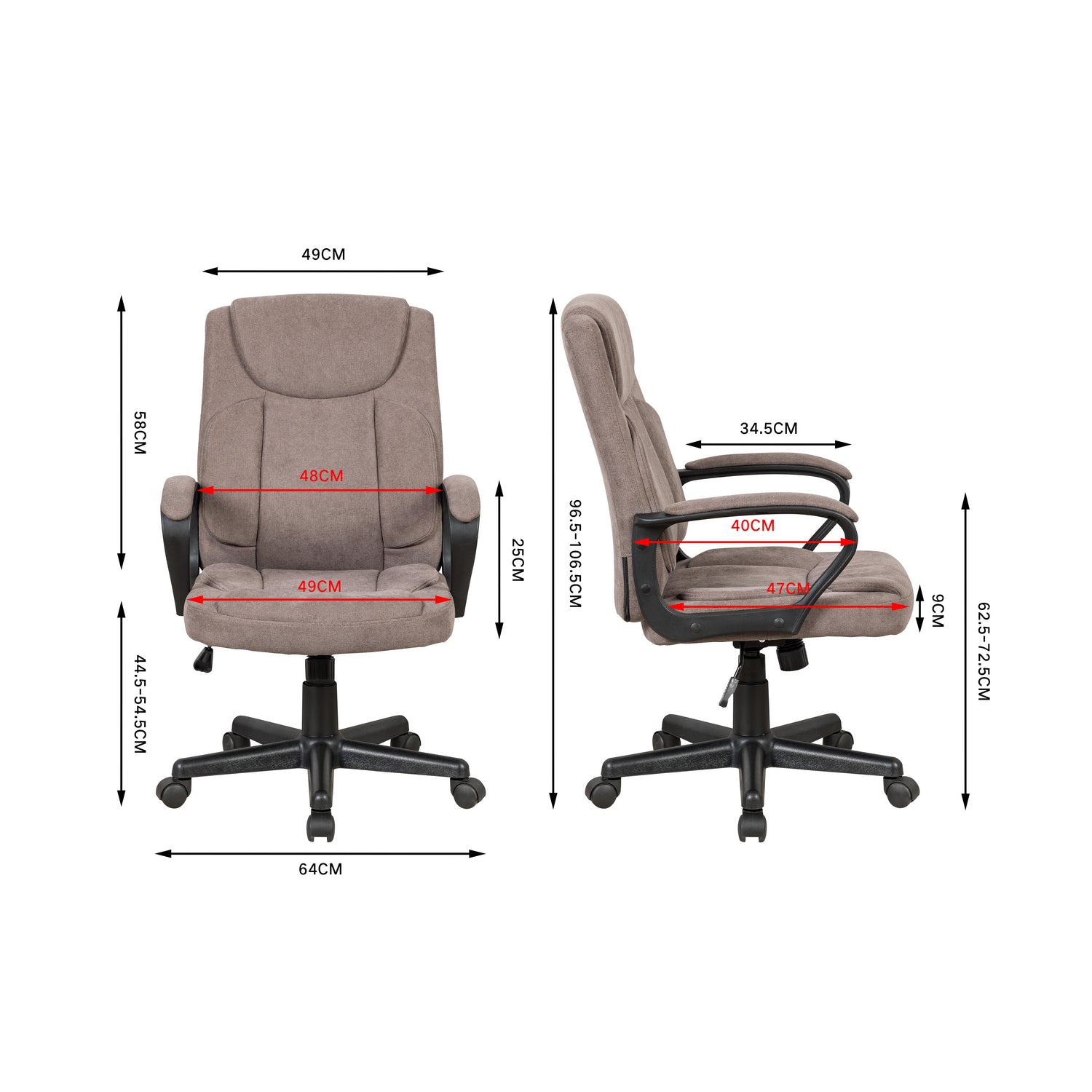 Silla Oficina Evan Gris 59X66X106