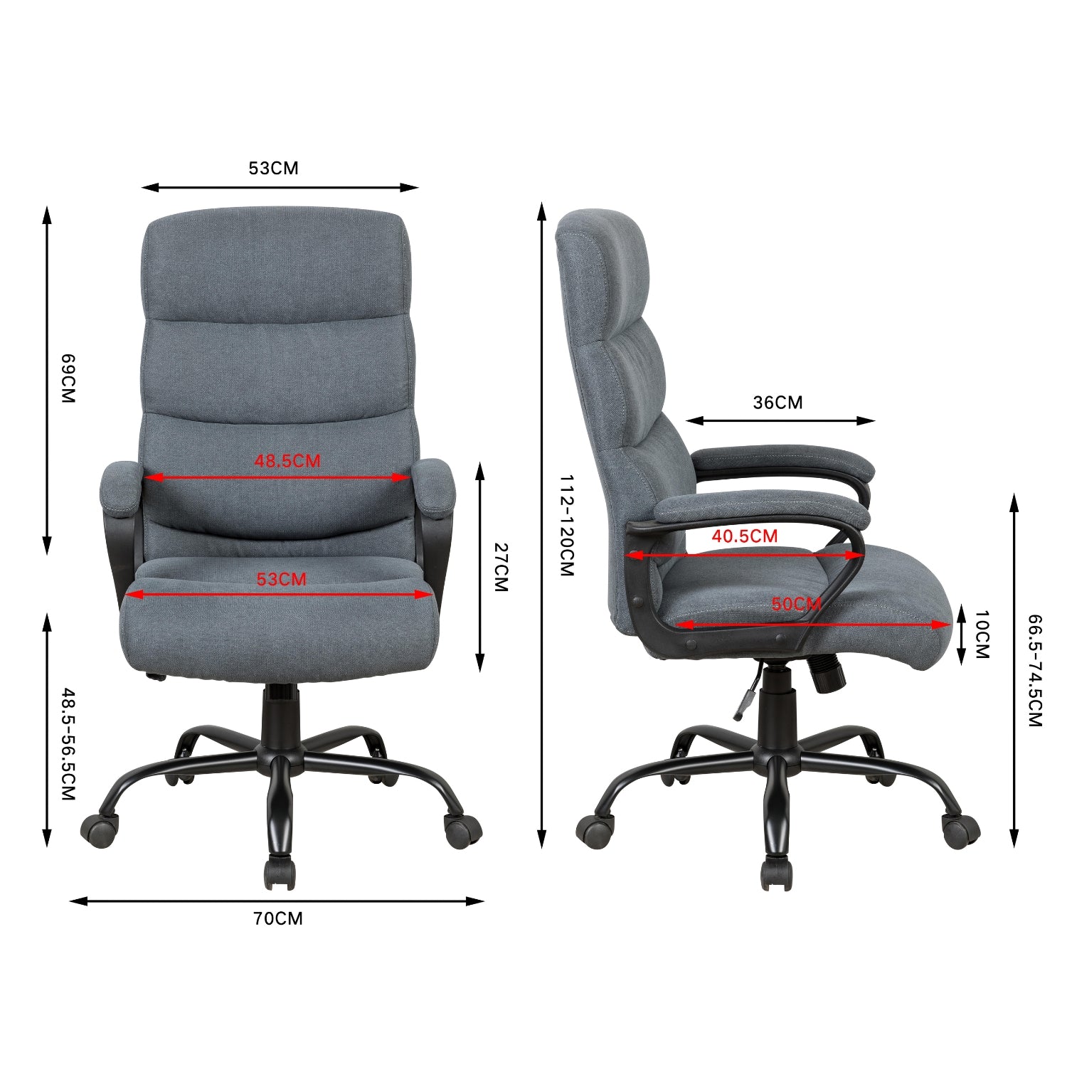 Silla Oficina  Lenny Gris 63X70X120