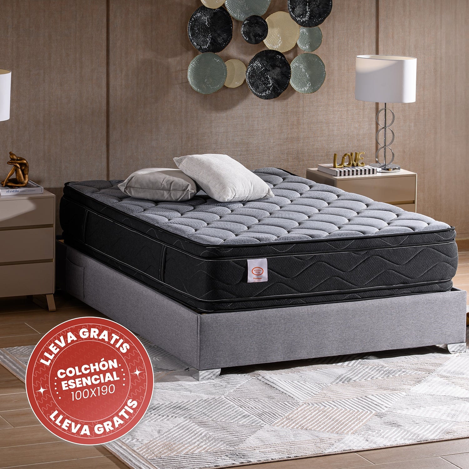 Colchón Doble Montecarlo (Garantia 12 años) + Colchón Essencial 1.00