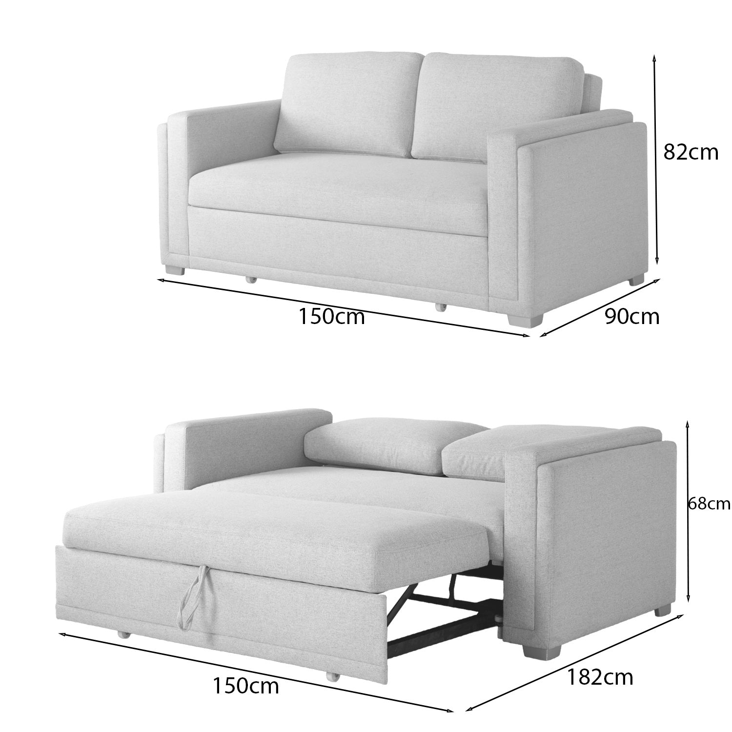 Sofá Cama Gala Vitore Blanco, Natural 1.50