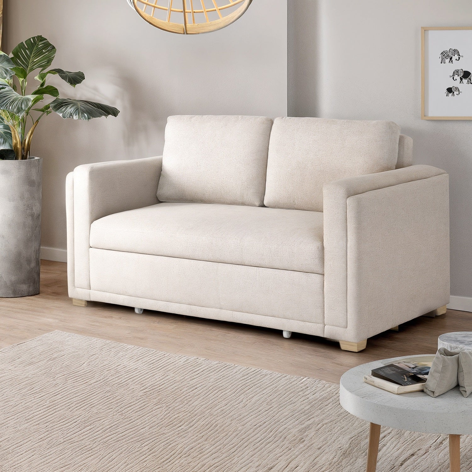 Sofá Cama Gala Vitore Blanco, Natural 1.50