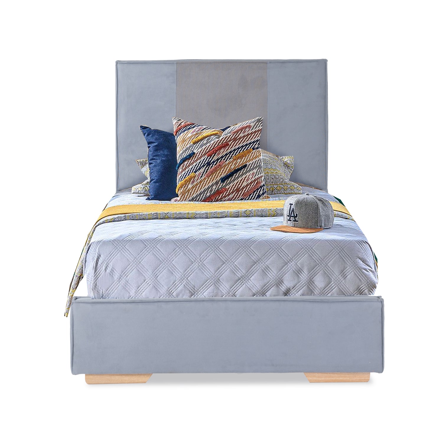 Cama 1.00 Tokyo Microfibra Gris, Natural