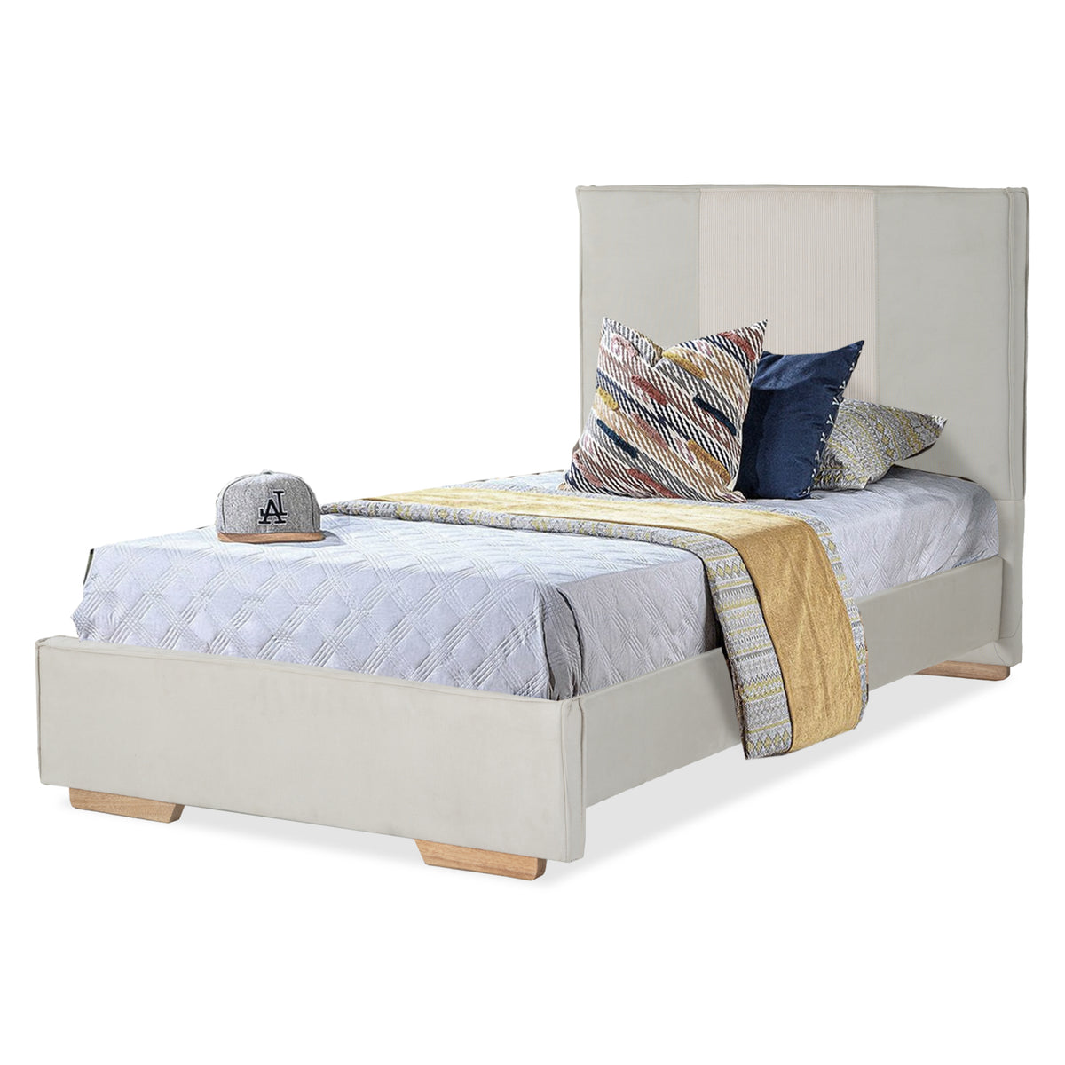 Cama 1.00 Tokyo Microfibra Beige, Natural