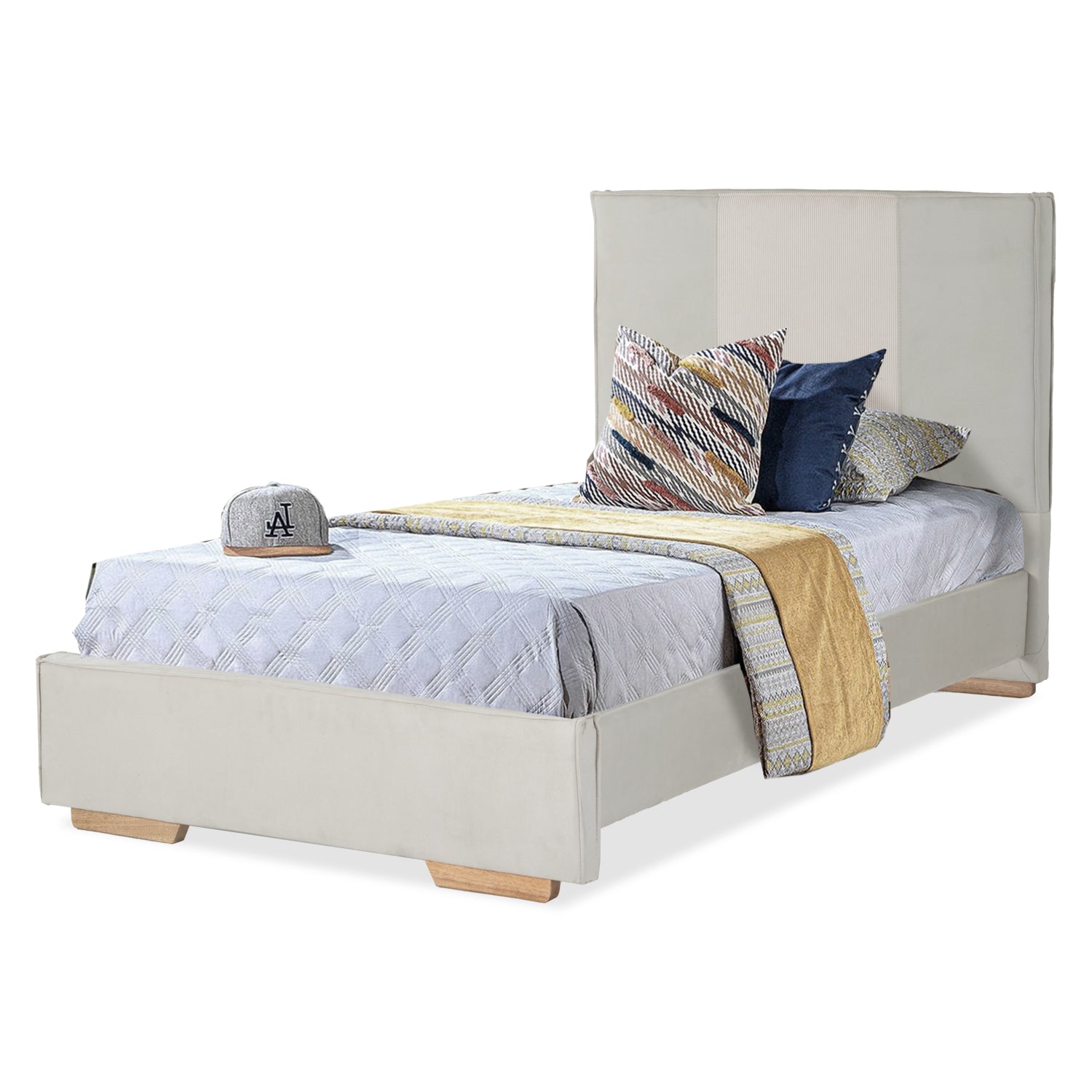 Cama 1.00 Tokyo Microfibra Beige, Natural