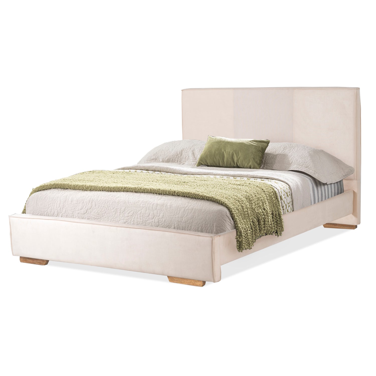 Combo Cama Doble Tokyo Beige, Natural + Colchón Valencia New Ortopédico