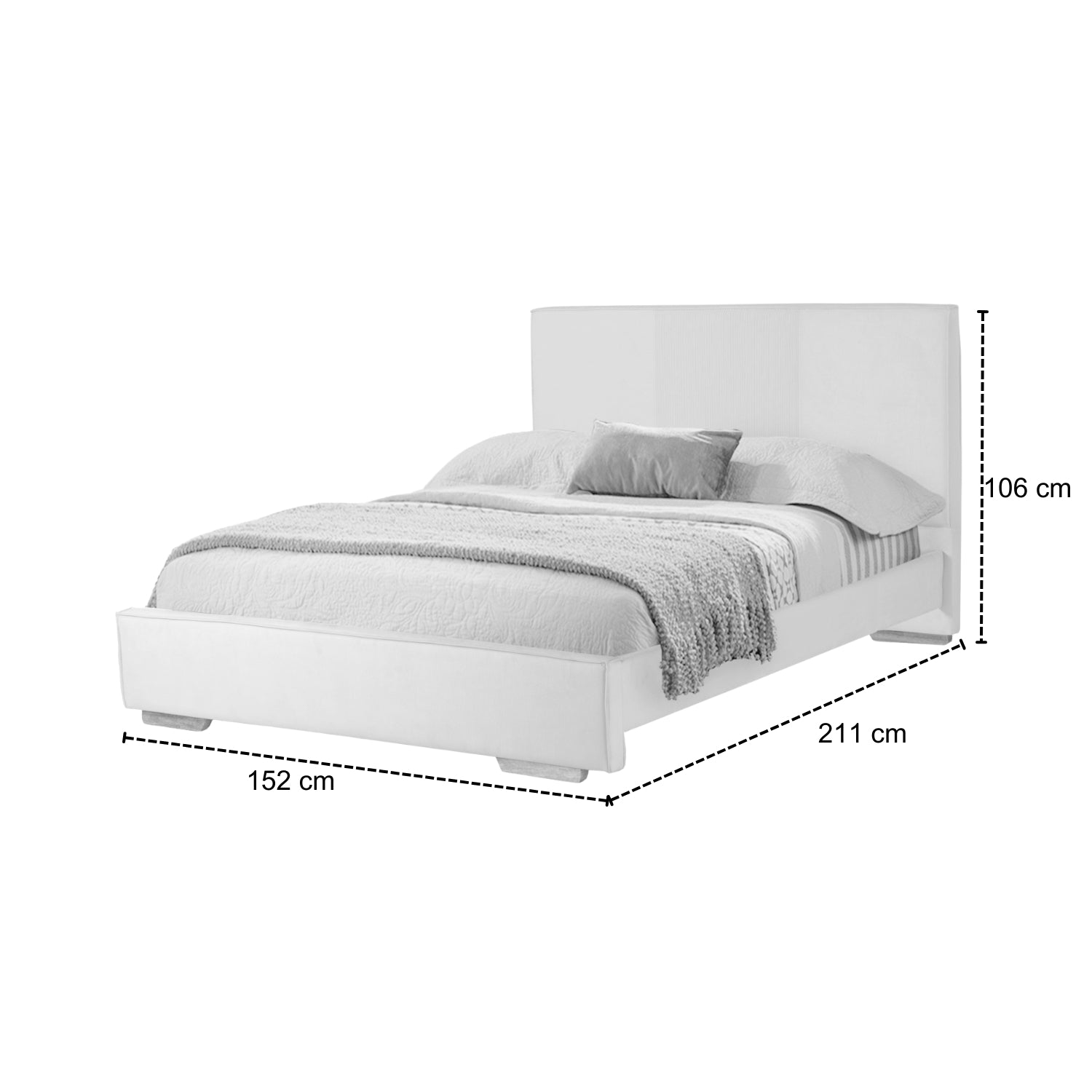 Cama Doble Tokyo Microfibra Gris, Natural