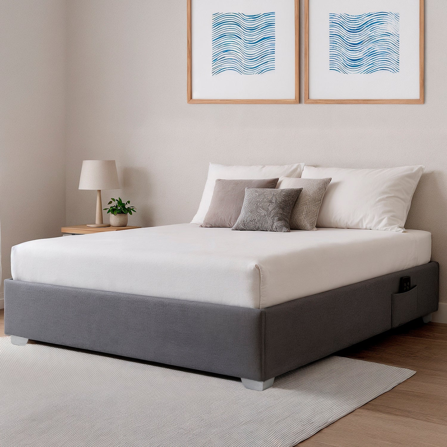 Base Cama Doble Pier Desarmable Gris
