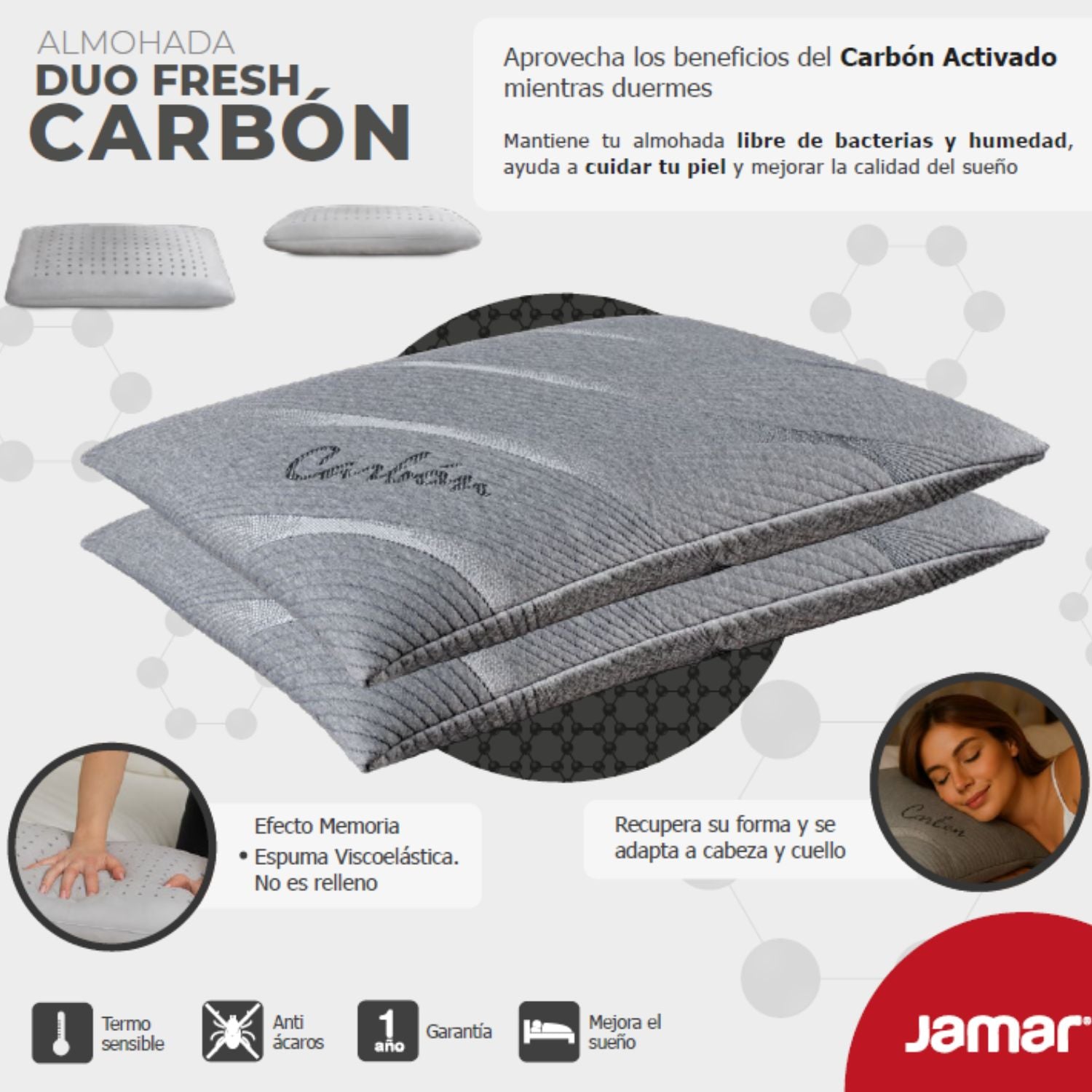 Almohada Viscoelastica Duo Fresh Carbon