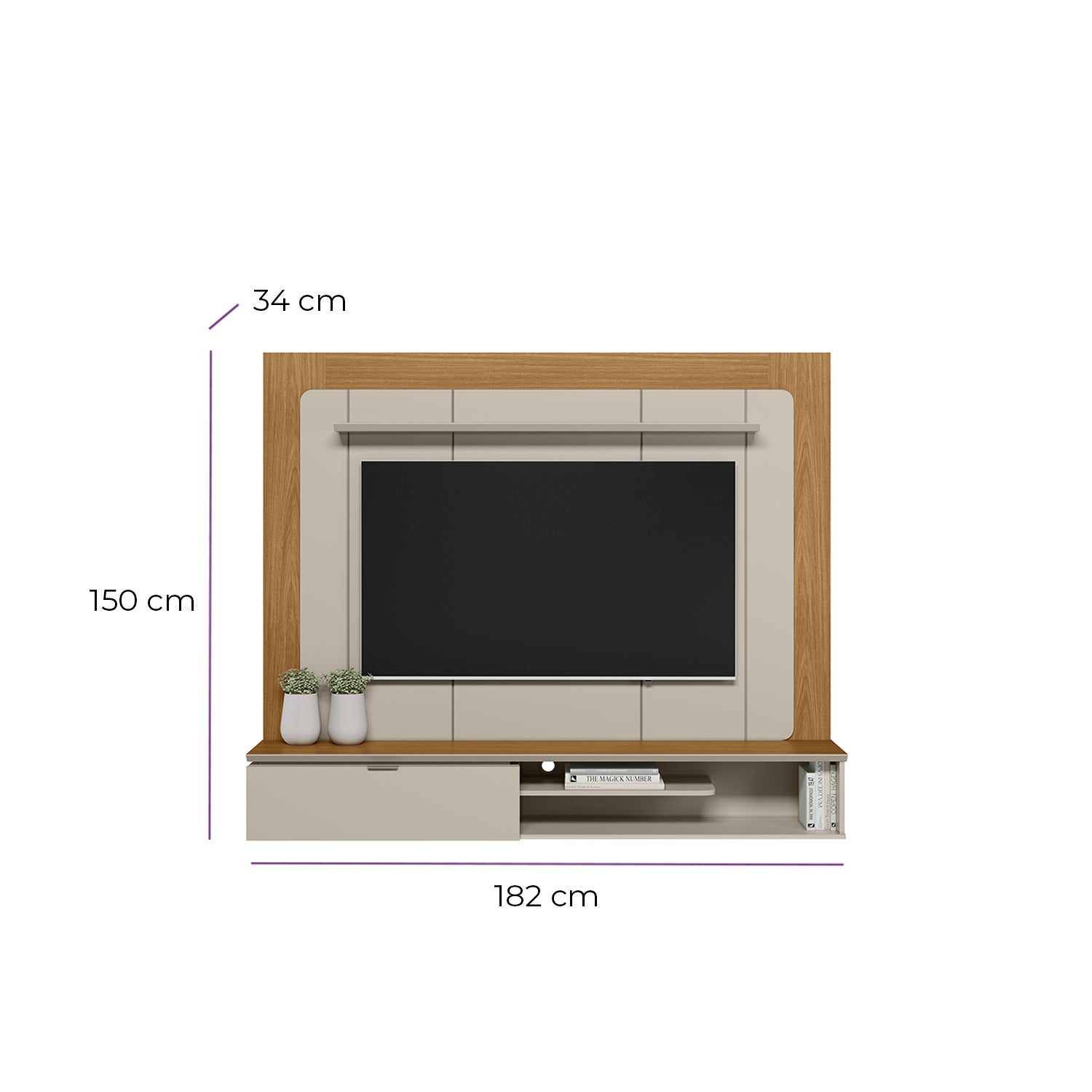 Panel de Tv Lugano Natural, Off White 182X150X34