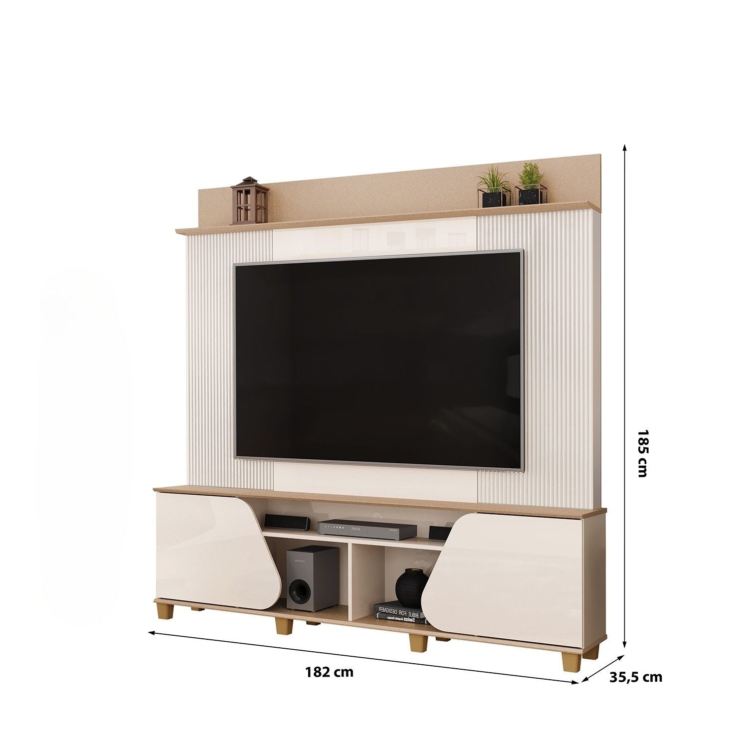 Centro de Entretenimiento Logan Off White, Champaña  182X185X35,5