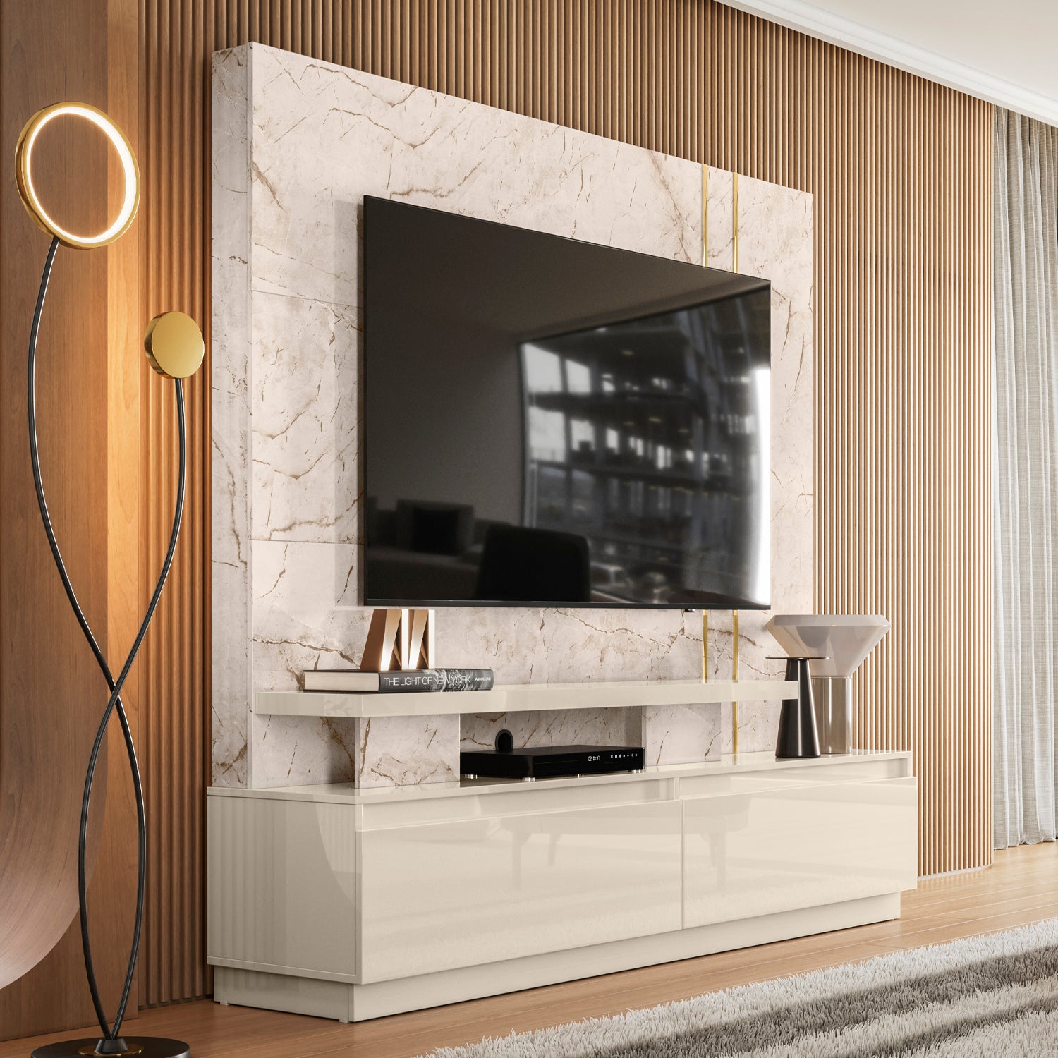 Centro de Entretenimiento Manhattan  Marmolado 183X175X40.5