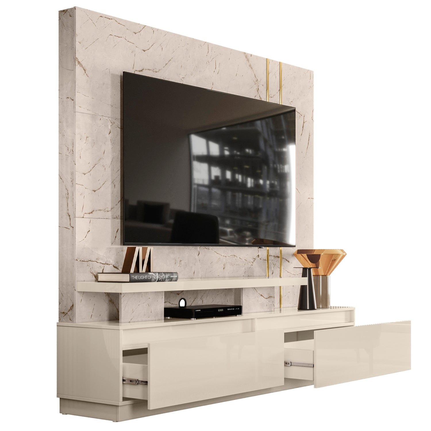 Centro de Entretenimiento Manhattan  Marmolado 183X175X40.5