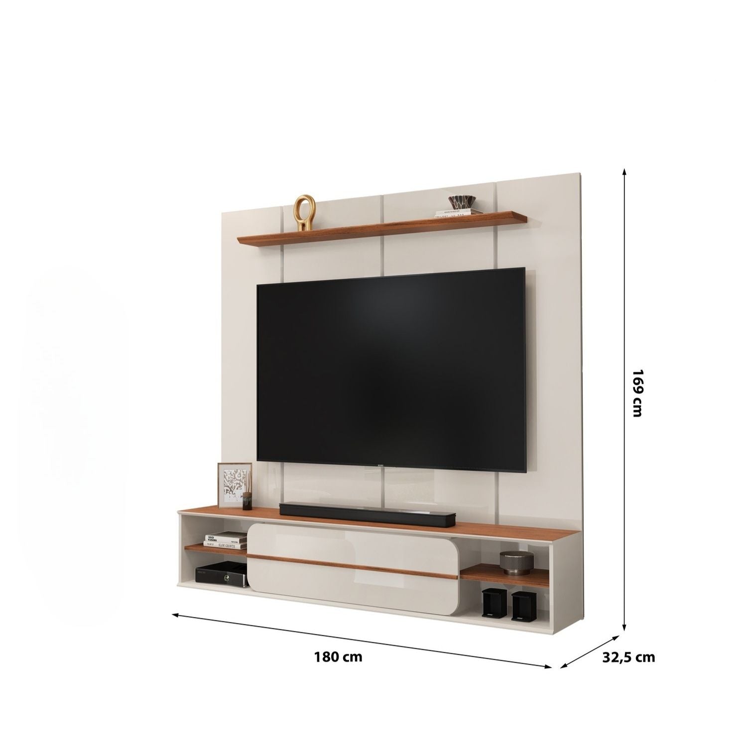 Panel de Tv Alany Off White, Natural 180X169X32