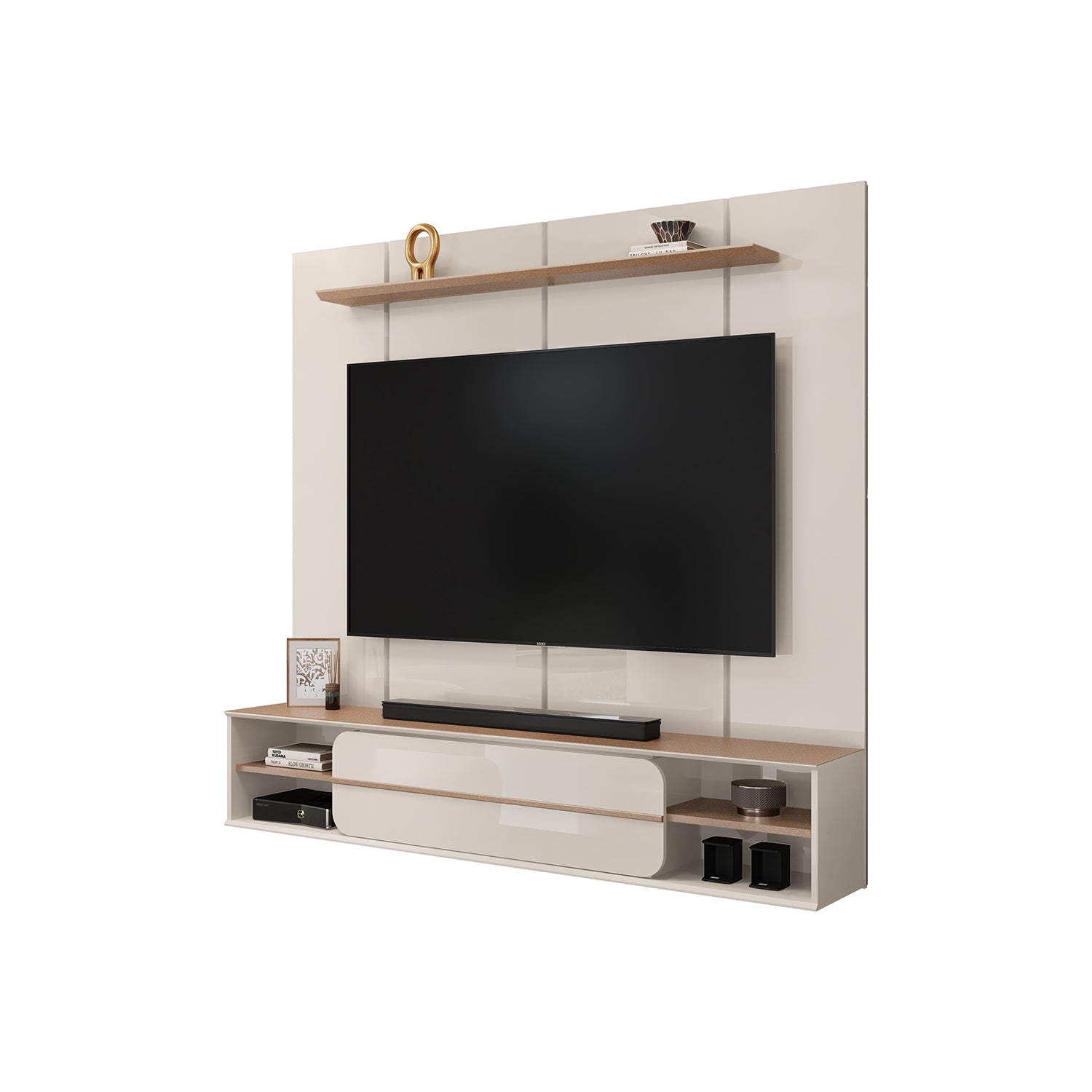 Panel de Tv Alany Off White, Champaña 180X169X32