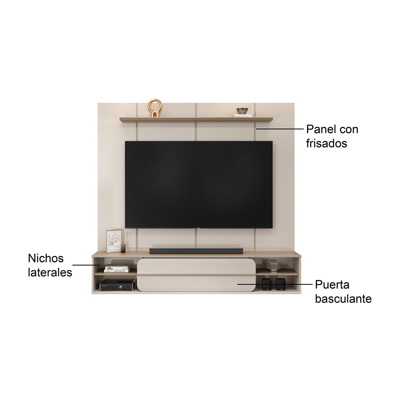 Panel de Tv Alany Off White, Champaña 180X169X32