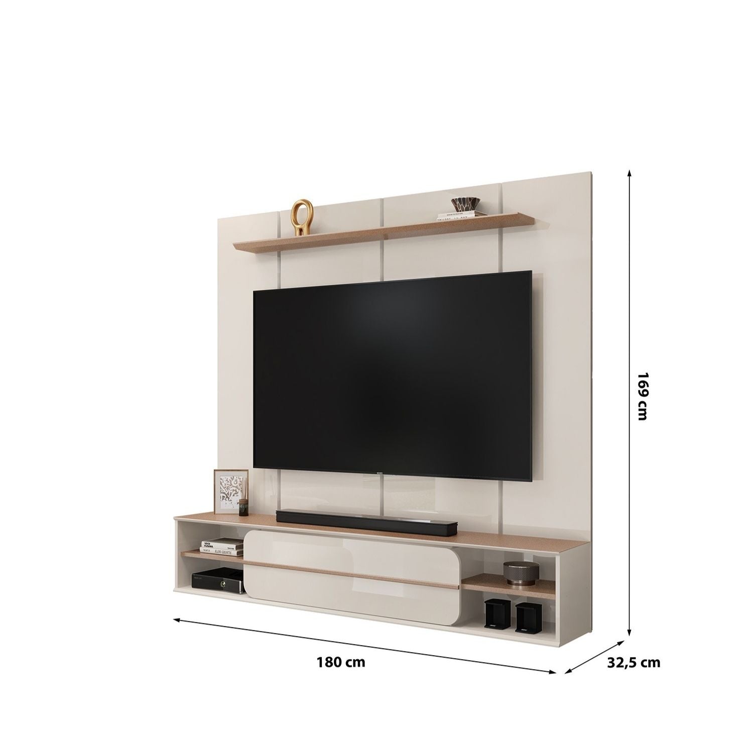 Panel de Tv Alany Off White, Champaña 180X169X32