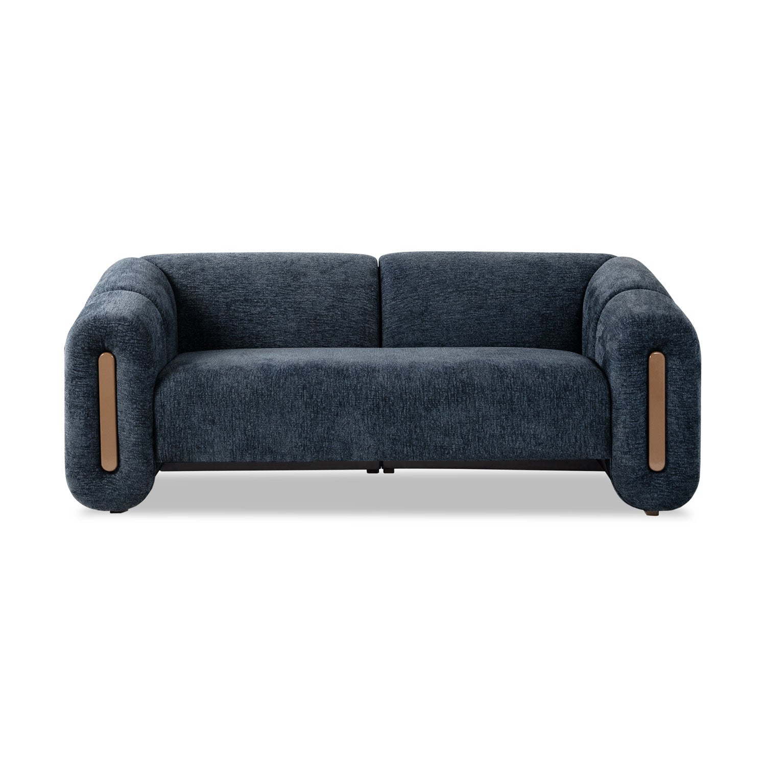 Sofá 2 Puestos Sienna Microfibra Dossier Navy, Capuchino