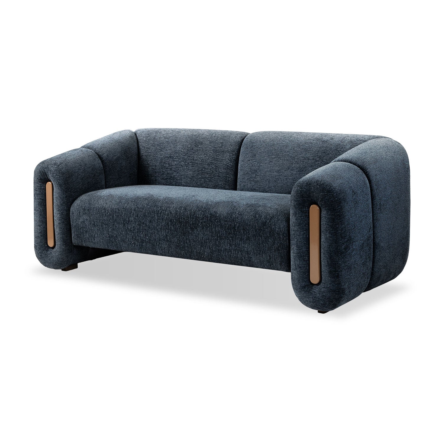 Sofá 2 Puestos Sienna Microfibra Dossier Navy, Capuchino