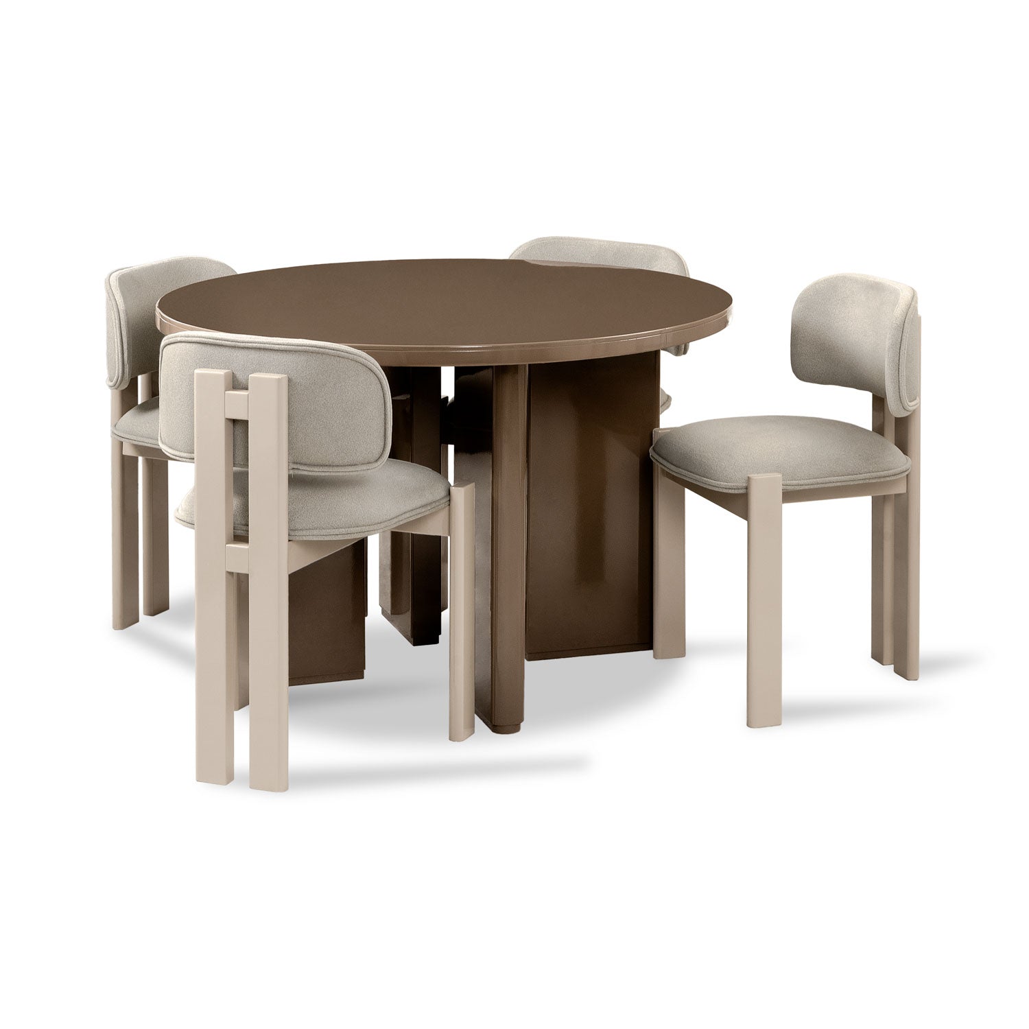 Comedor 4 Puestos Sienna Velvet Serena Cocoa, Latte