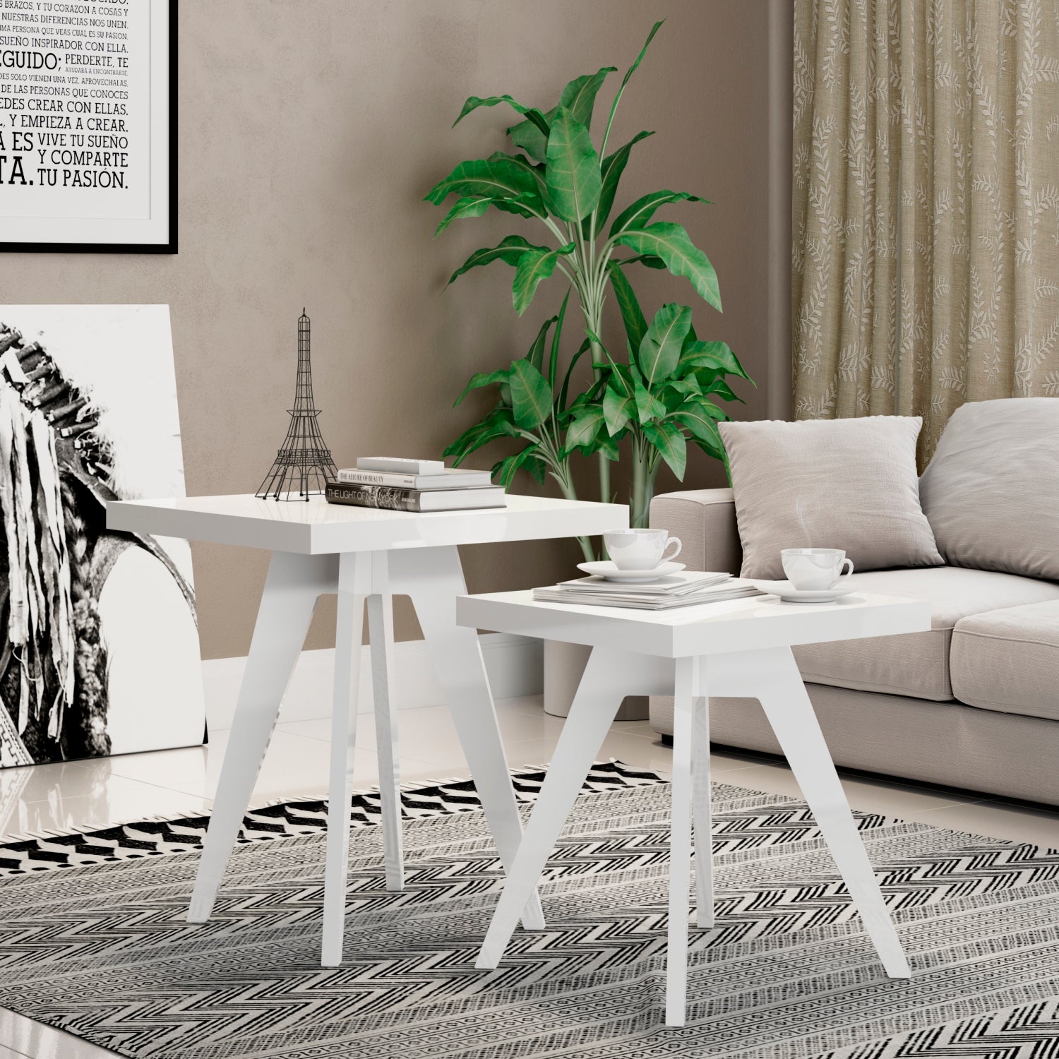 Set X2 Mesa Auxiliar Oslo Blanco