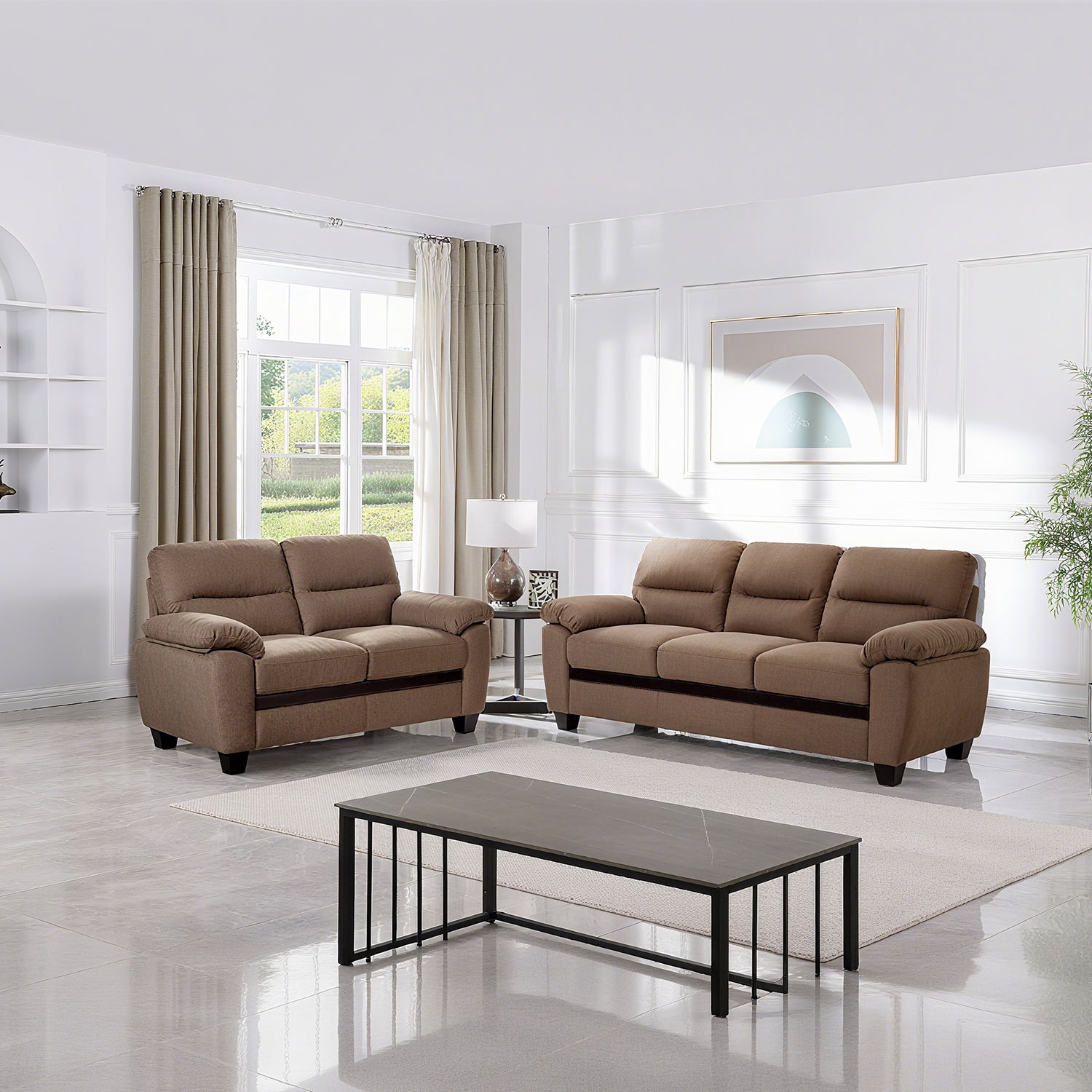 Sofa 3 Puestos Mariana Microfibra Café