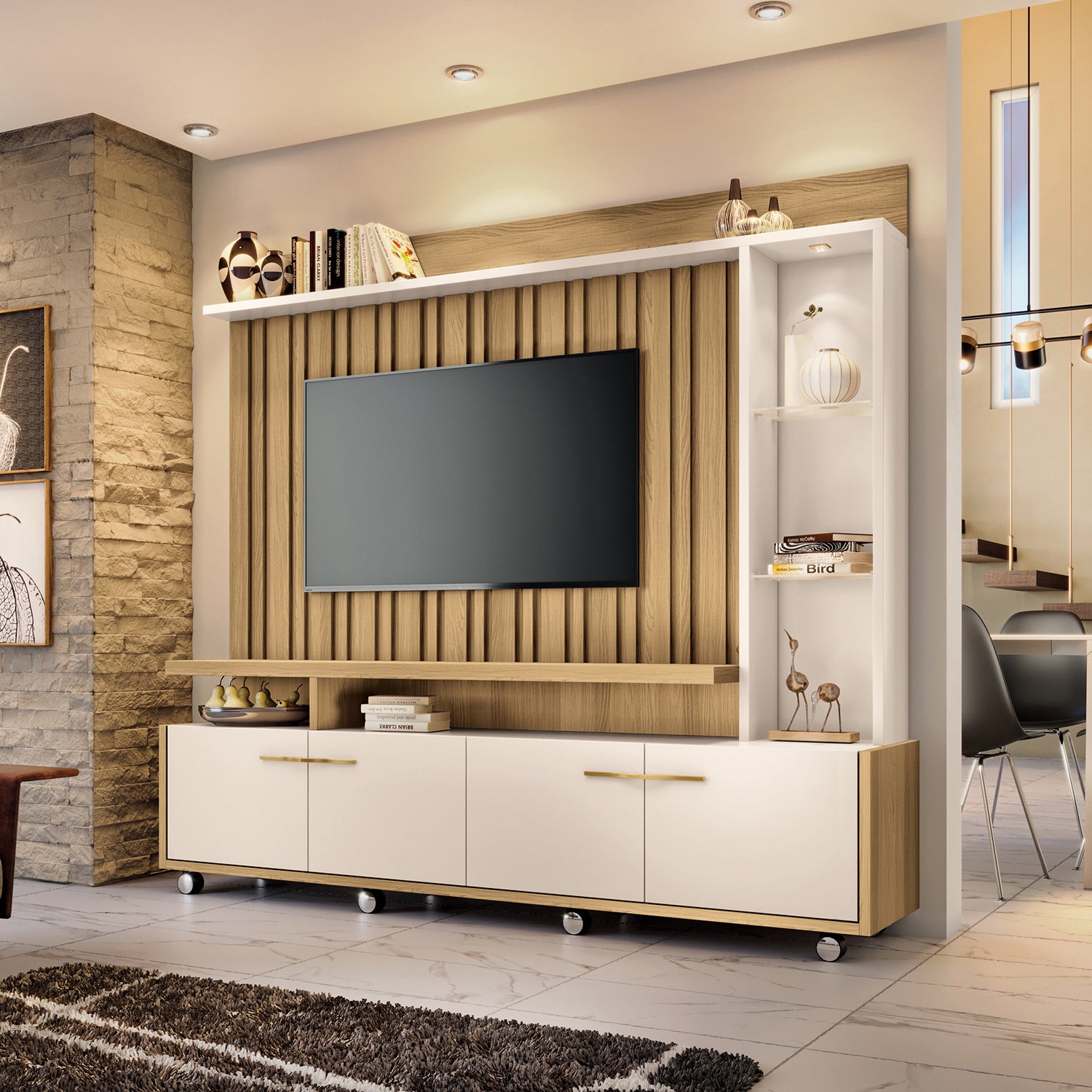 Centro De Entretenimiento Titan Natural, Off White 200X190X36