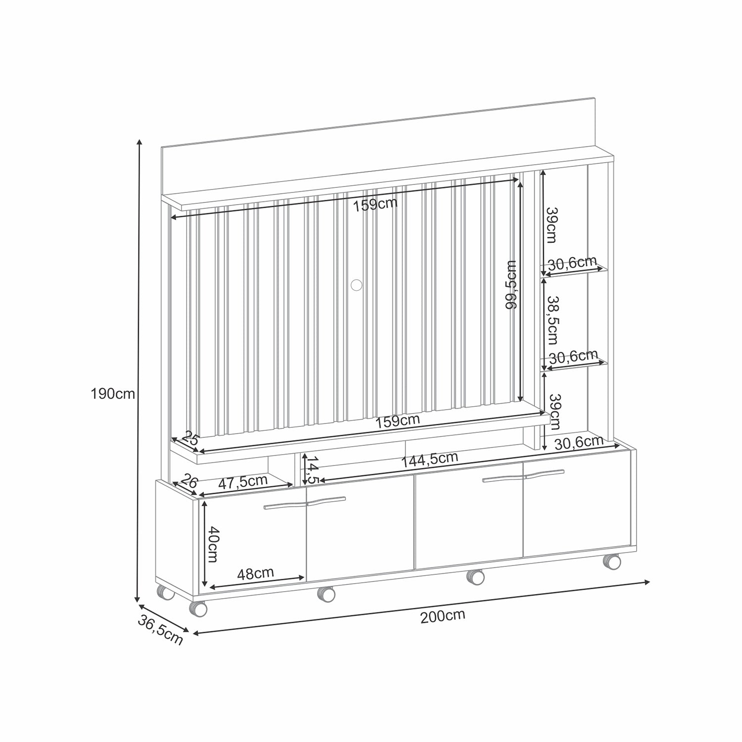 Centro De Entretenimiento Titan Natural, Off White 200X190X36