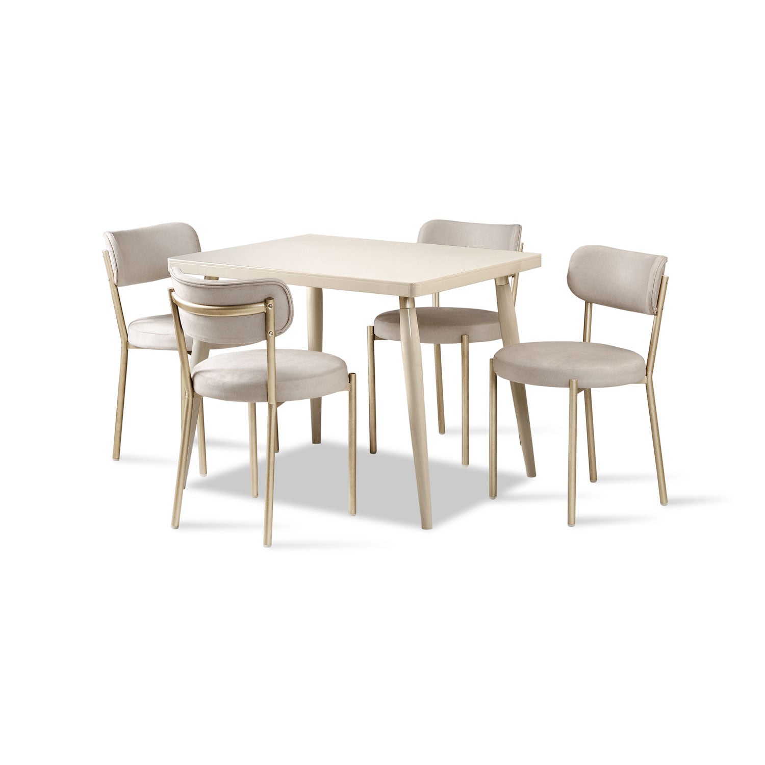 Comedor 4 Puestos Arthur Velvet Saraki Beige, Champaña