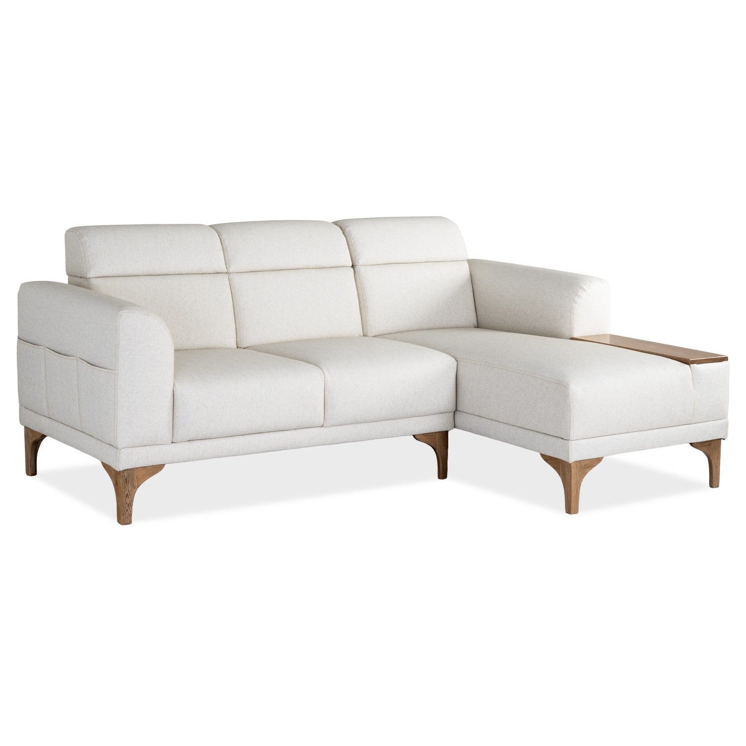 Sofá en L Carla Eurolino Vitore Blanco, Natural Lado Derecho