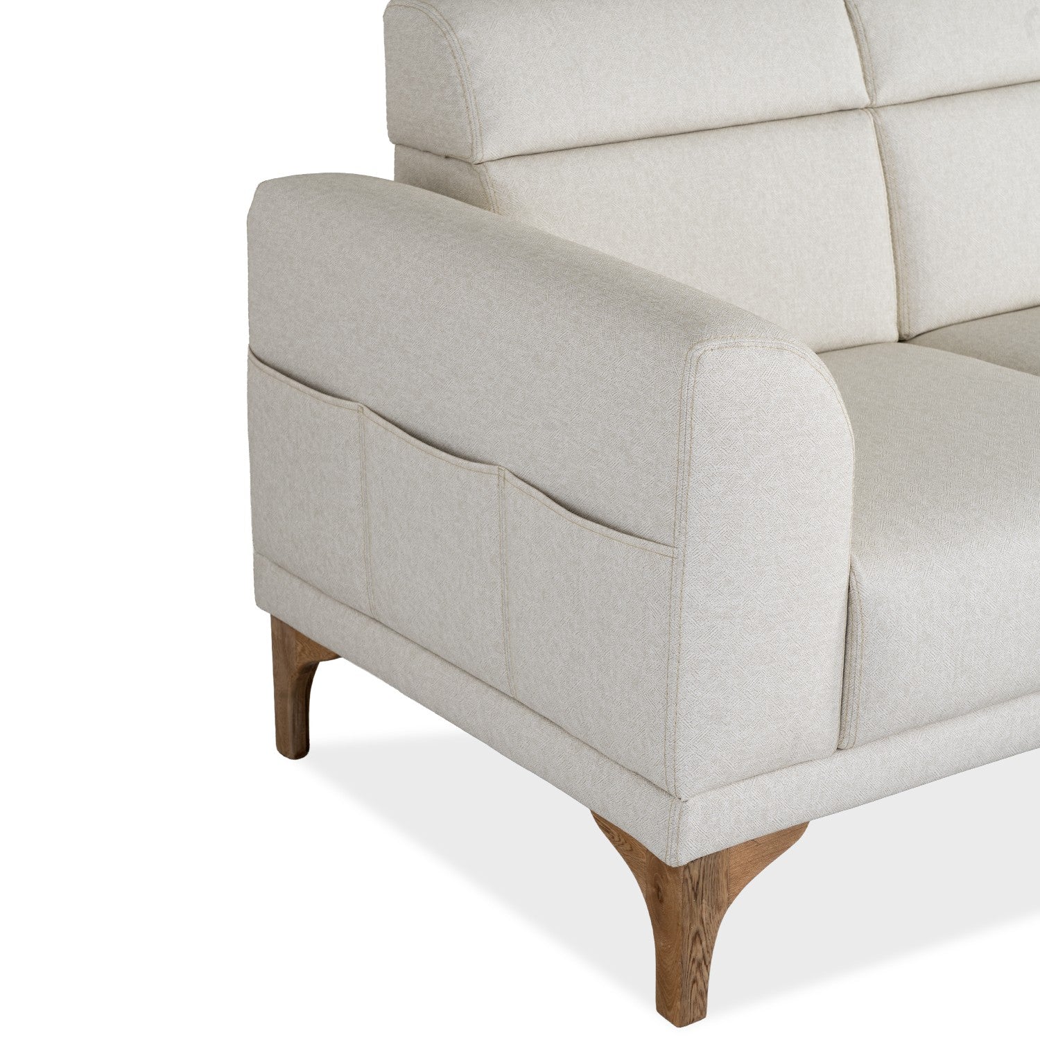 Sofá en L Carla Eurolino Vitore Blanco, Natural Lado Derecho