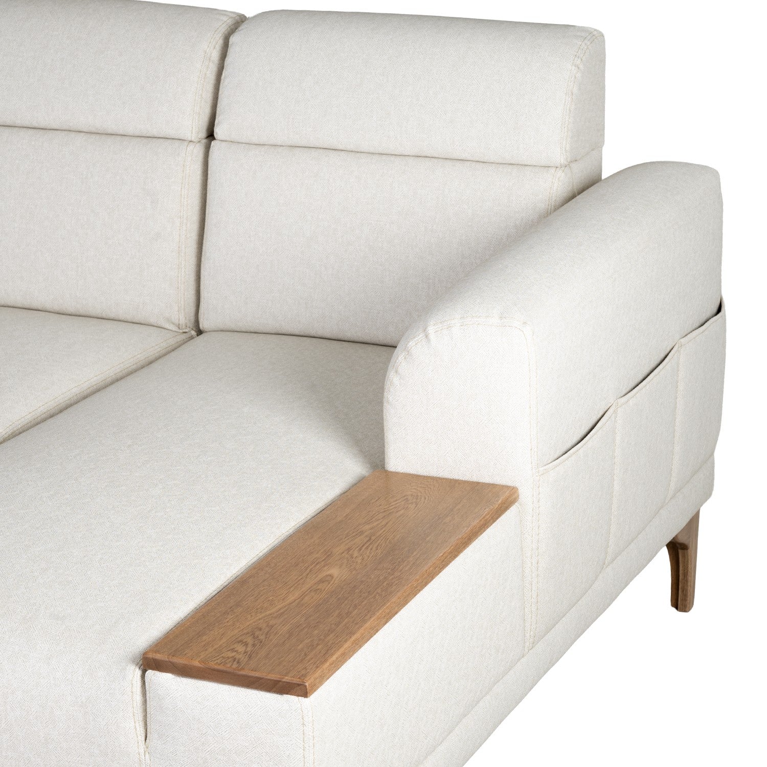 Sofá en L Carla Eurolino Vitore Blanco, Natural Lado Derecho