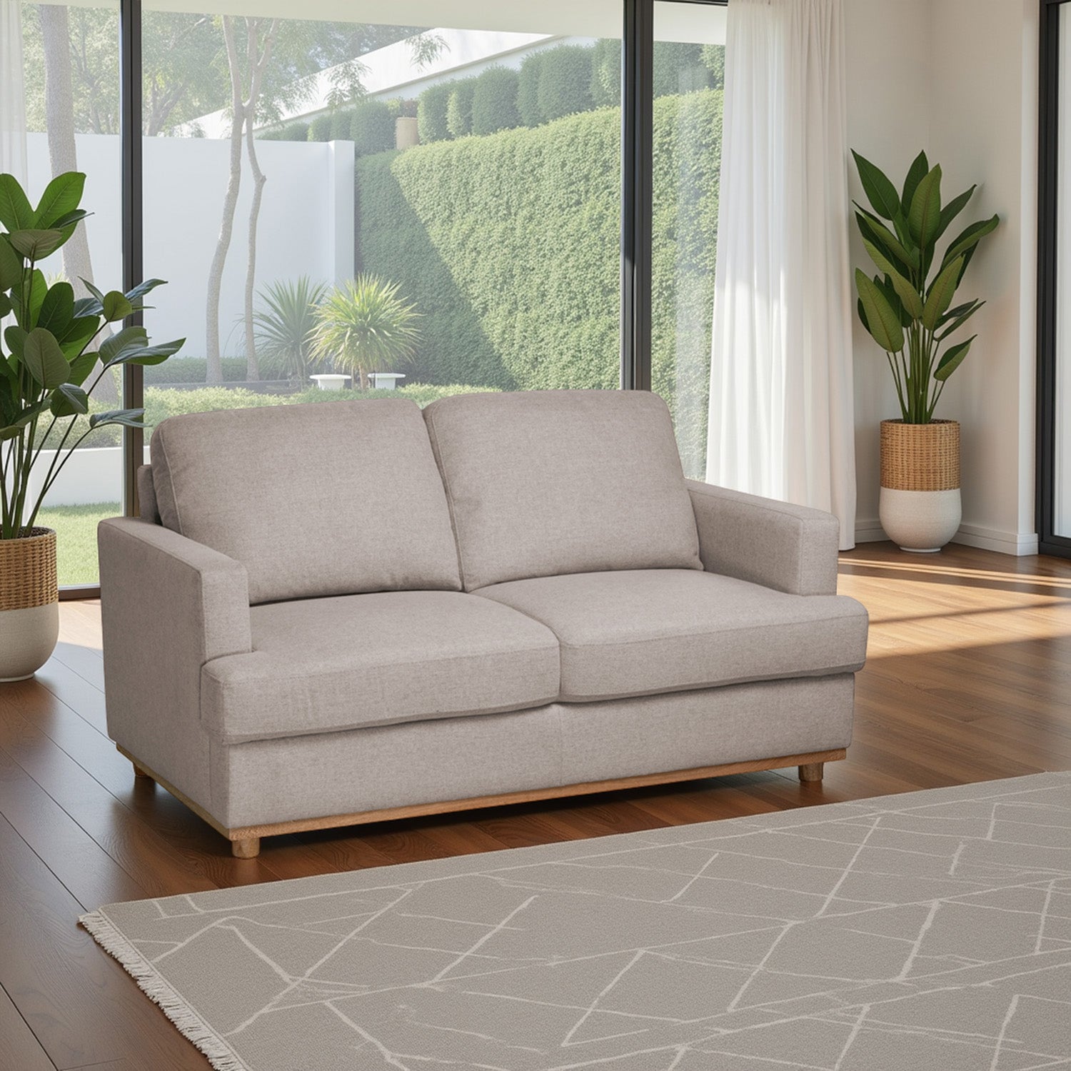 Sofá 2 Puestos Luka Lino Verona Beige, Natural