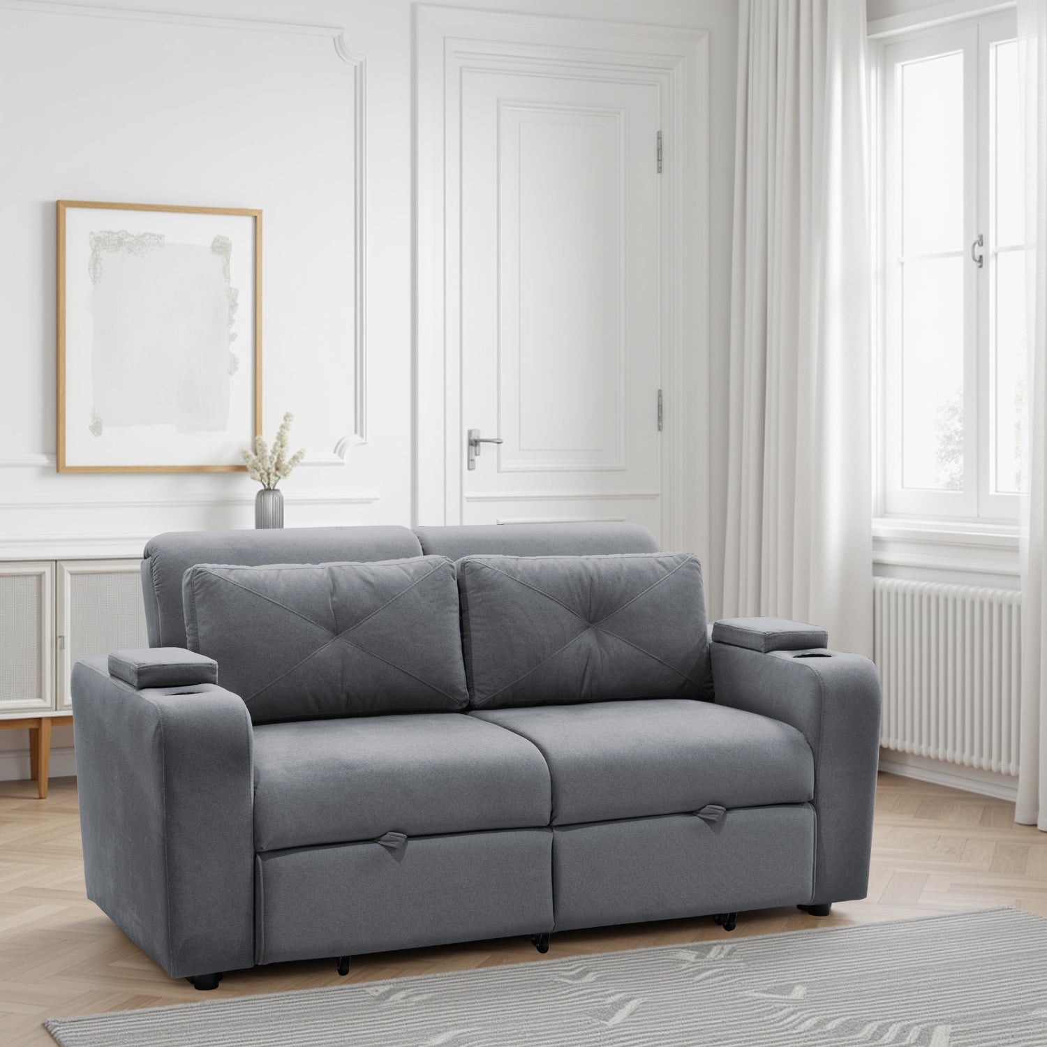 Sofá Cama Boston Velvet Primada Gris