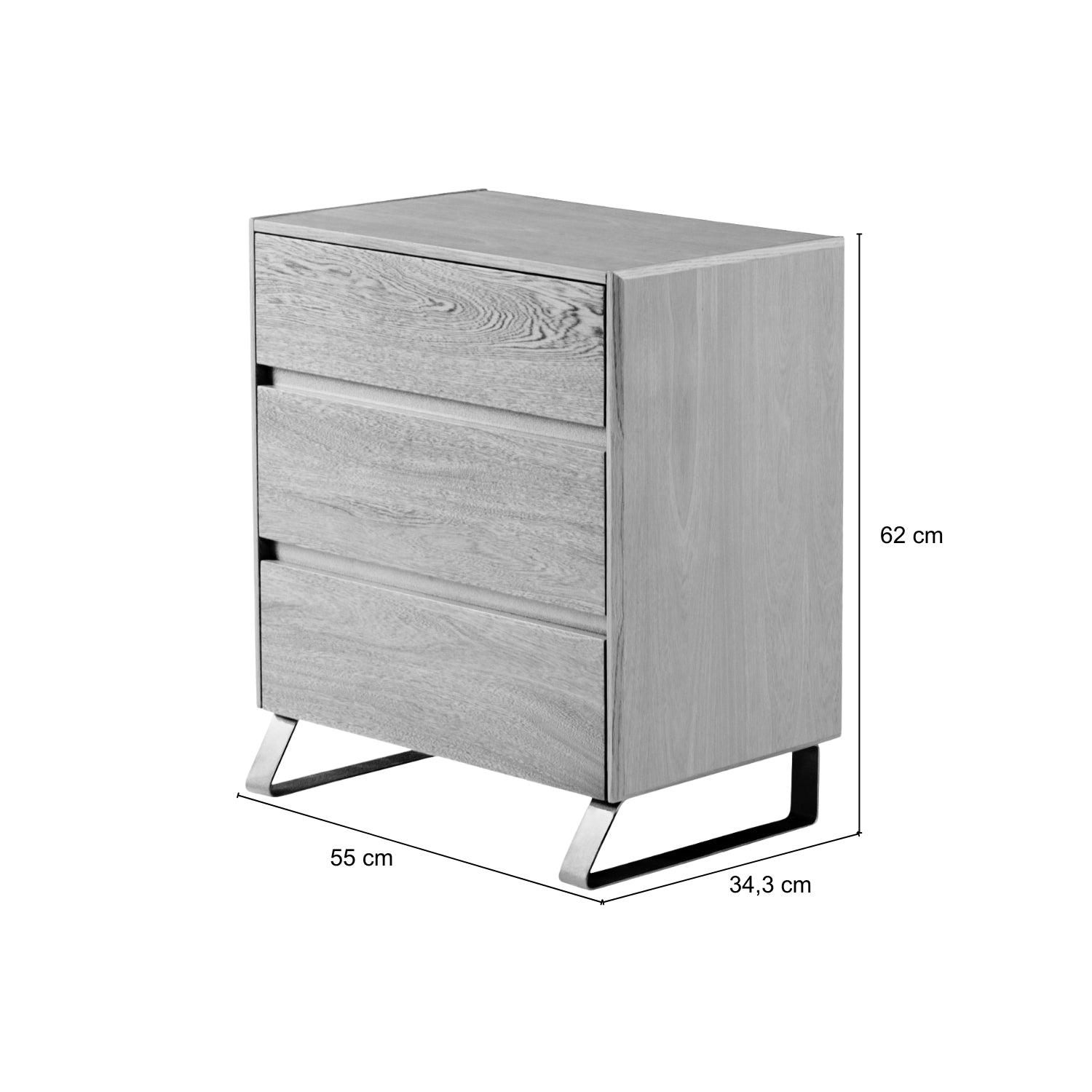 Mesa de Noche Sevilla Natural, Champaña 3 Gavetas