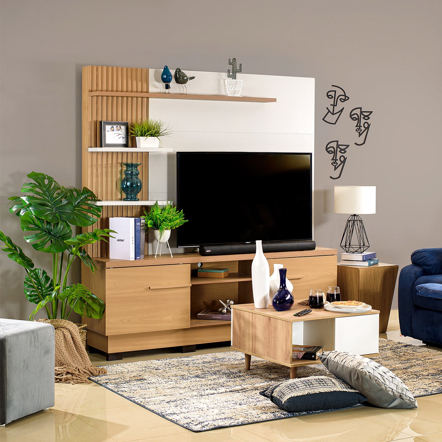 Centro de Entretenimiento Denzel Natural, Off White 180X188X40*