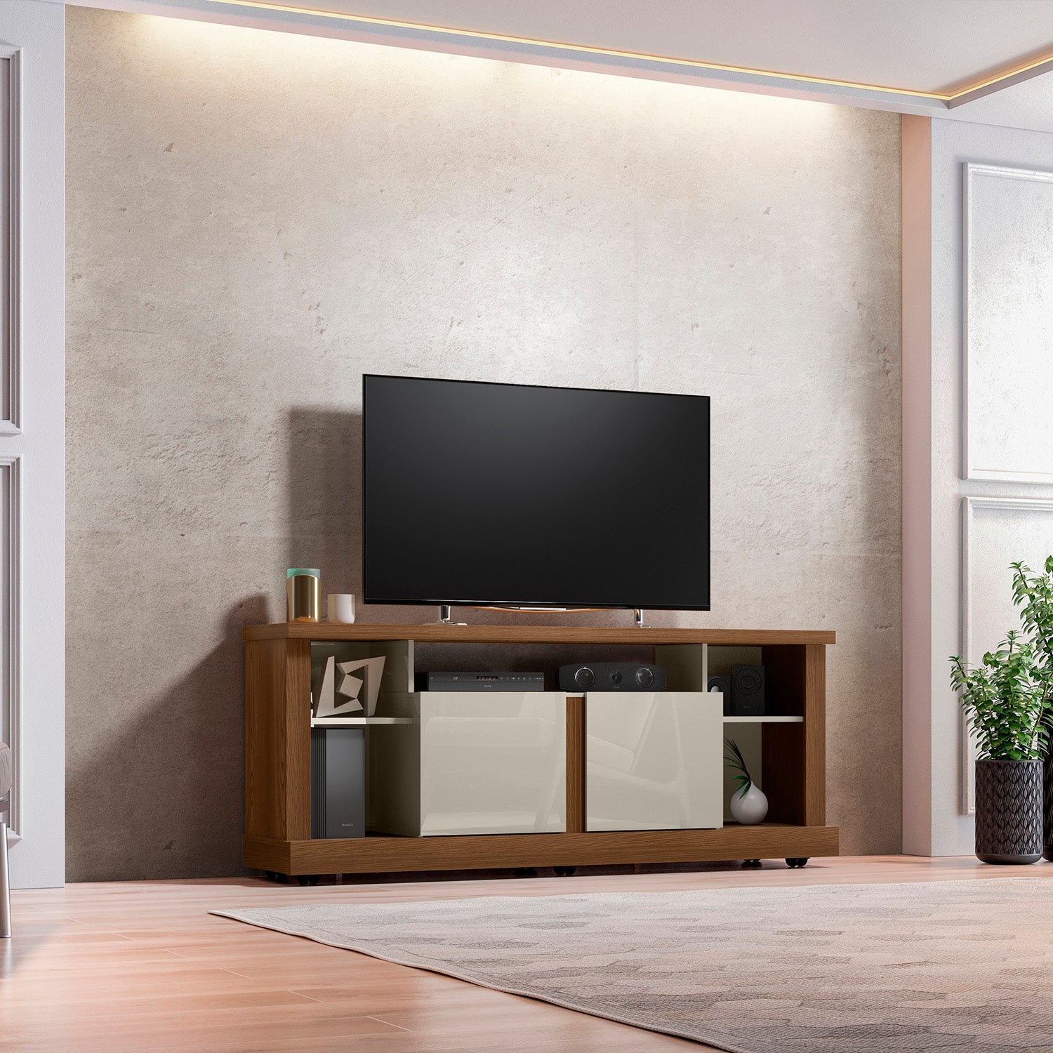 Mesa De Tv Lewis Avellana, Off White 160X66X37