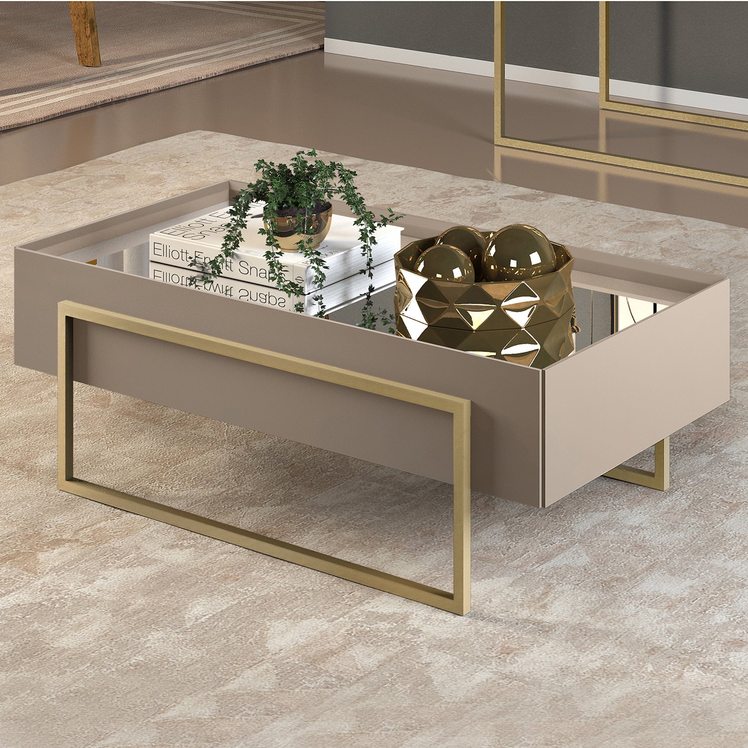 Mesa De Centro Loft Gris/Champaña B