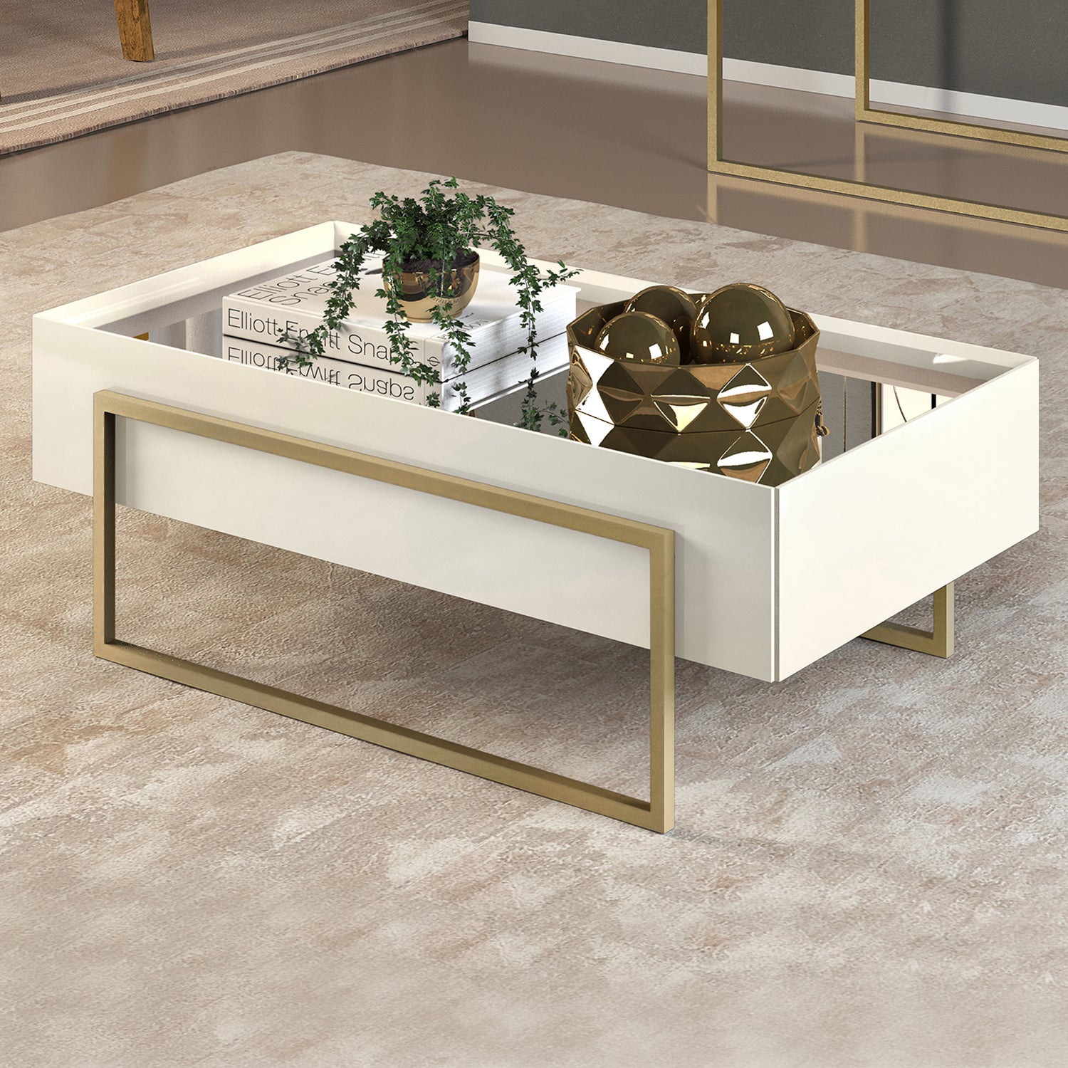 Mesa De Centro Loft Off White/Champaña B