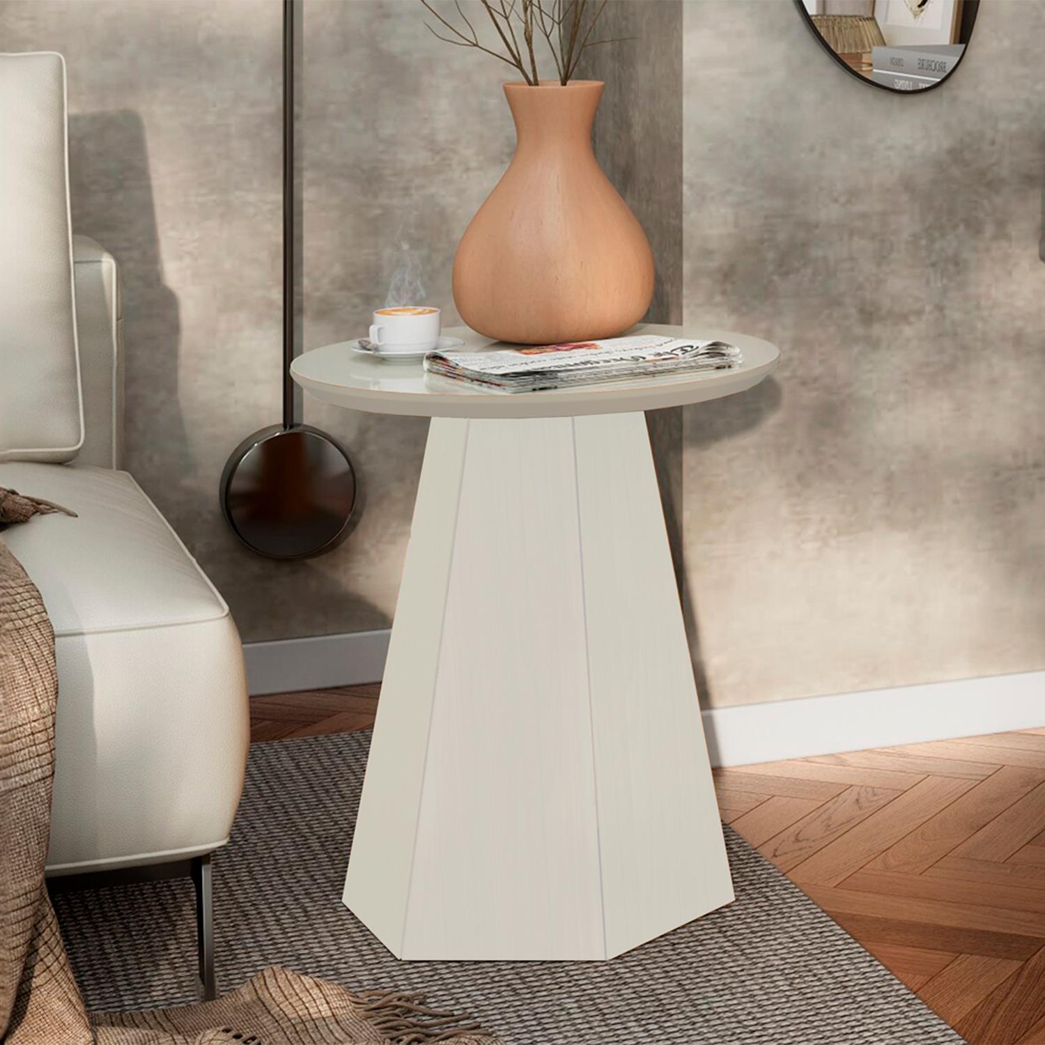 Mesa Auxiliar Madeira 50X55 Cm Off White