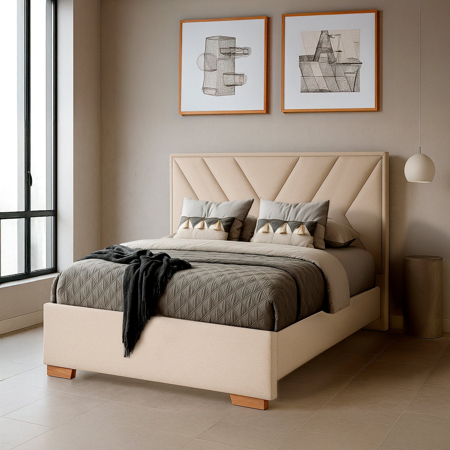 Cama Doble Vallarta Eurolino Marfil