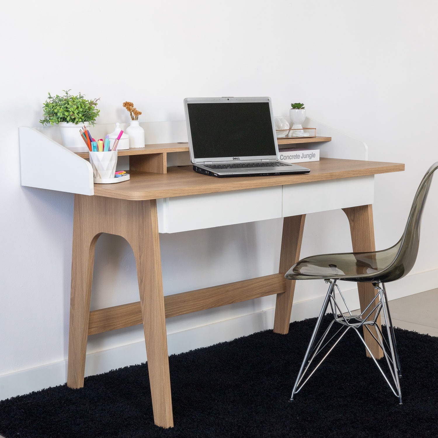 Escritorio Bilbao 139X95X62 Blanco, Natural