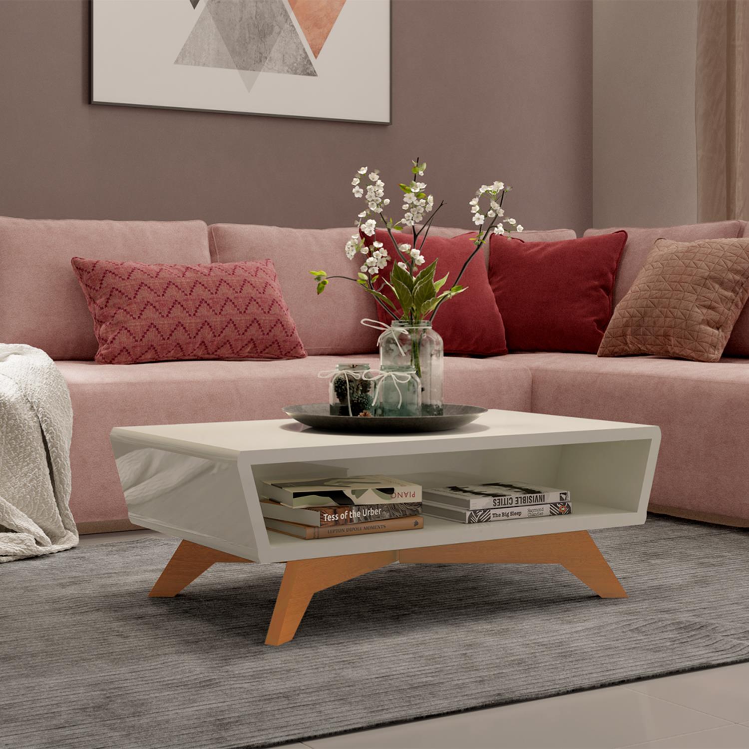 Mesa De Centro Ari 100X36X55 Off White, Natural