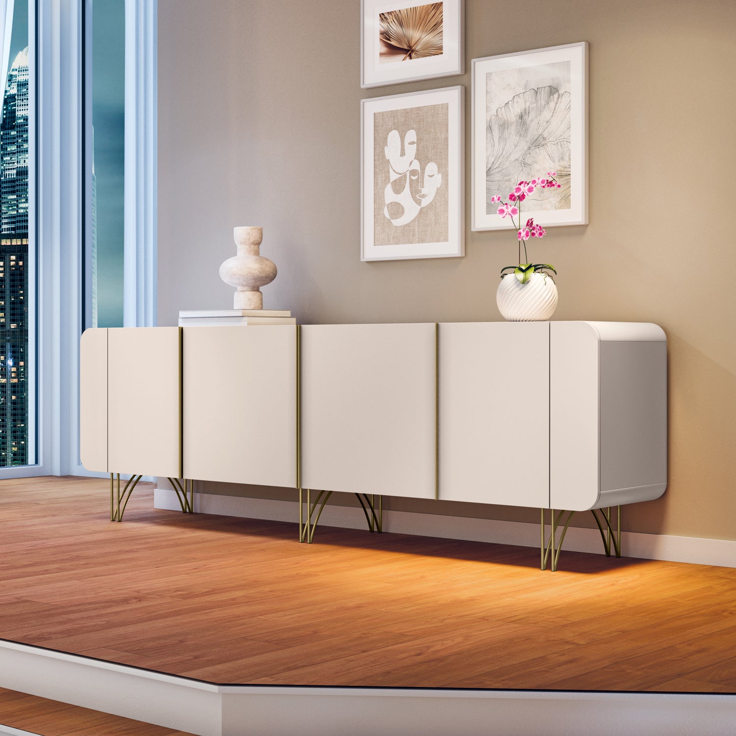 Bifé Lina 220X75X43 Off White