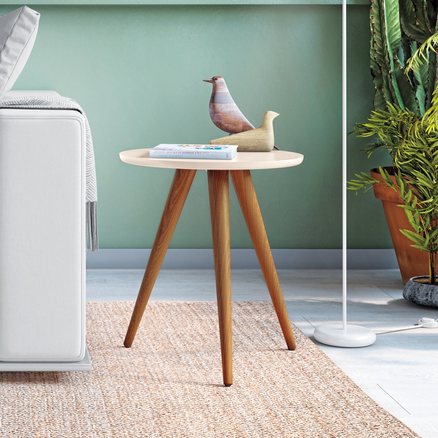 Mesa Auxiliar Lira 44X50X44 Off White, Natural