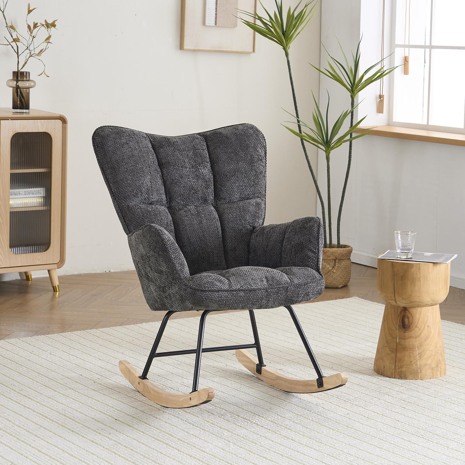 Mecedora   Alan Velvet Negro 73X92X98