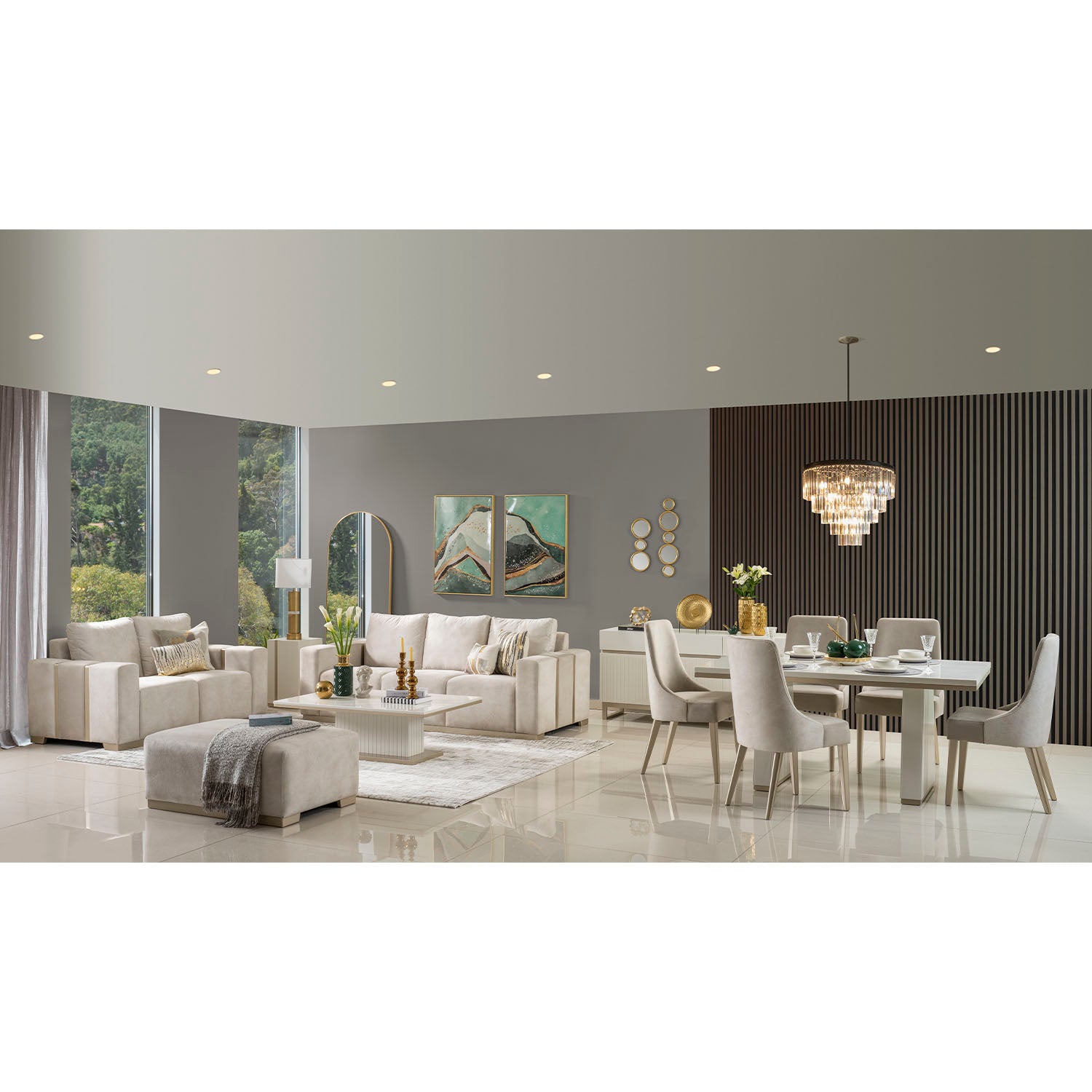 Sofá 3 Puestos Berlin Beige, Champaña
