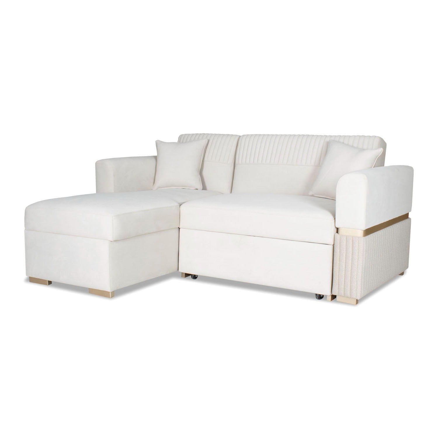 Sala Cama Dhara Eurolino Blanco Puro, Champaña Lado Izq Brazo Desmontable