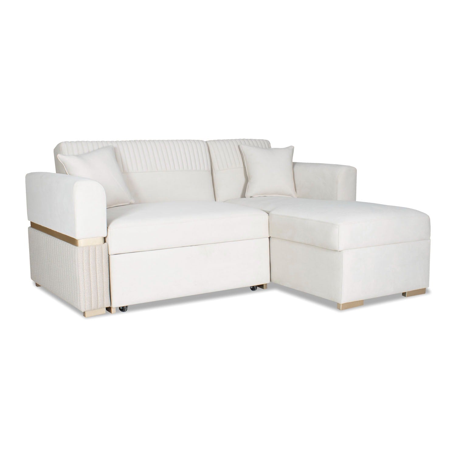 Sala Cama Dhara Eurolino Blanco Puro, Champaña Lado Der Brazo Desmontable